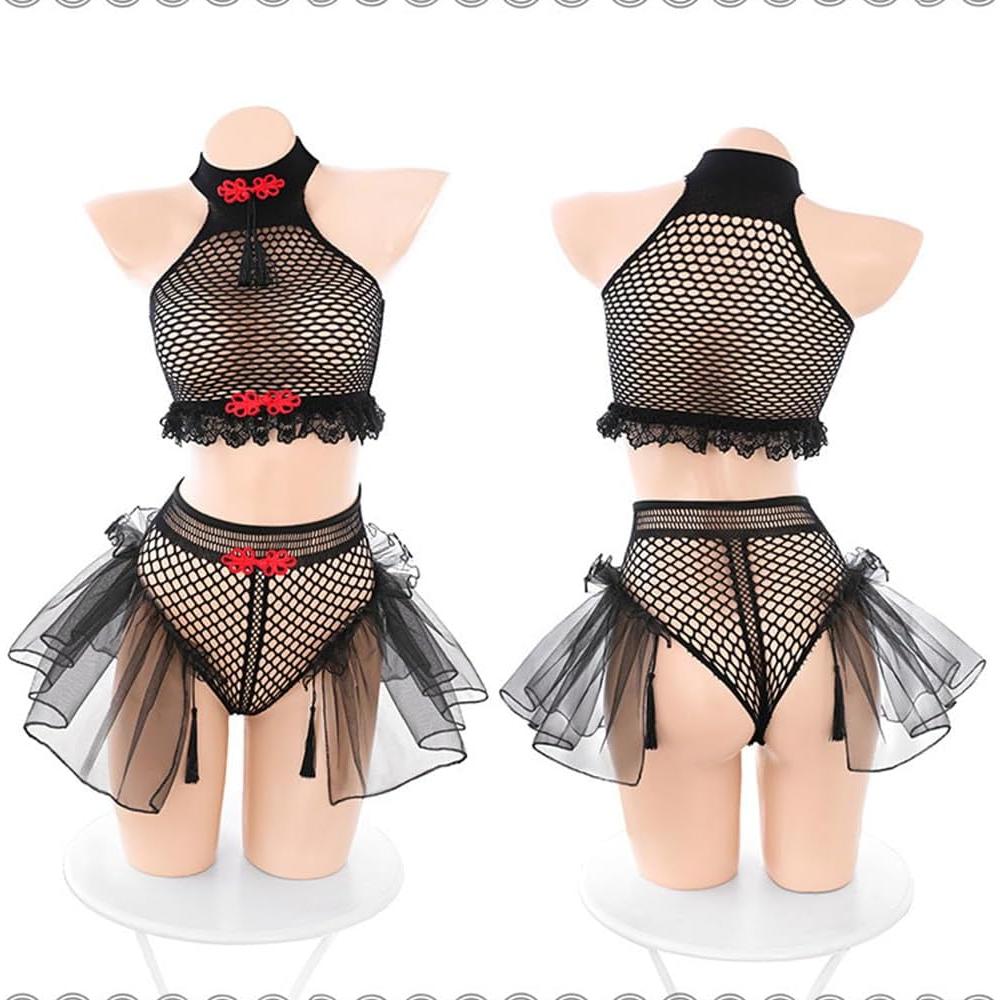 Ropa Interior de Cosplay Kawaii QNCLO - Talla Única Negra