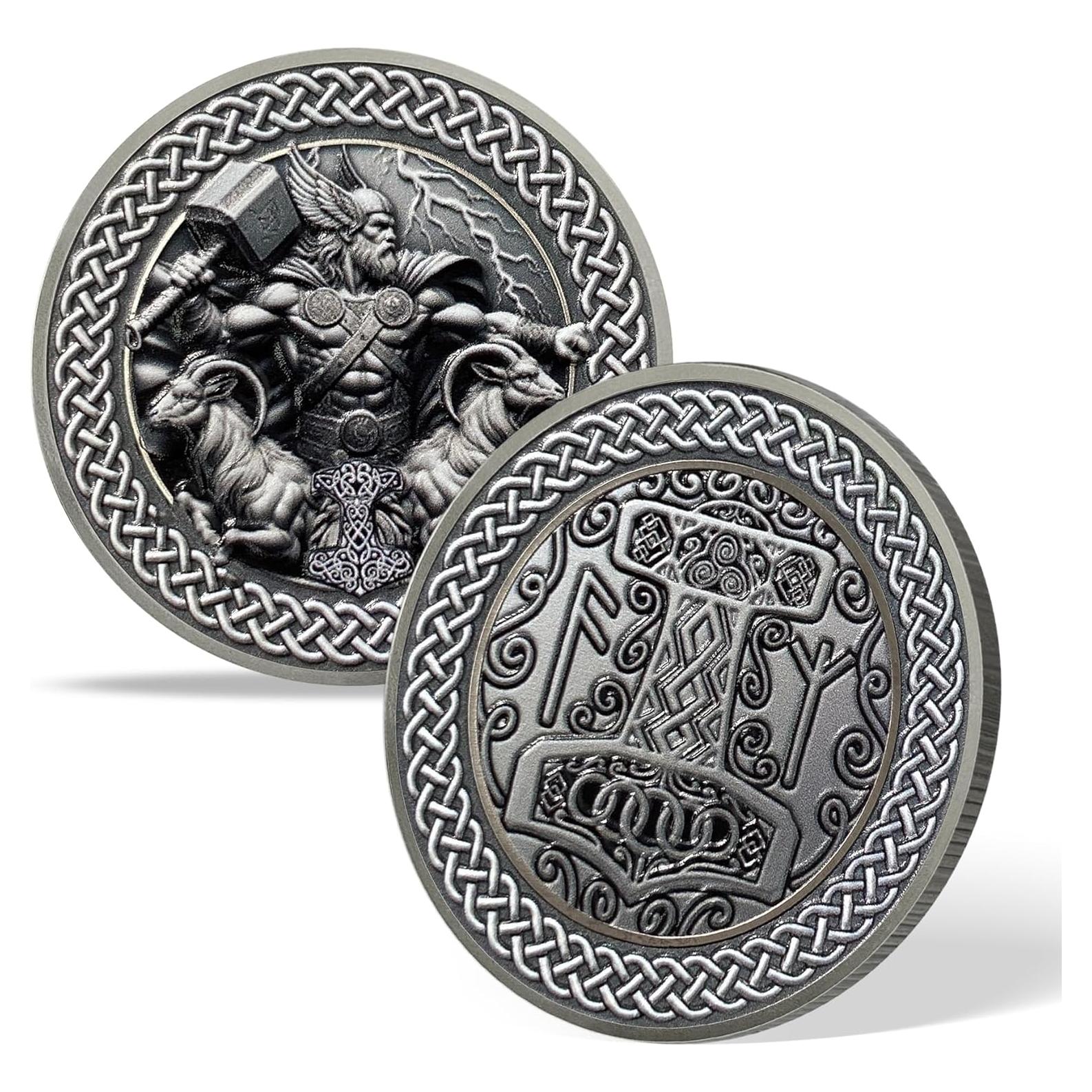 Moneda Vikingo Thor Imasoner - Mjolnir y Runas 40x3mm
