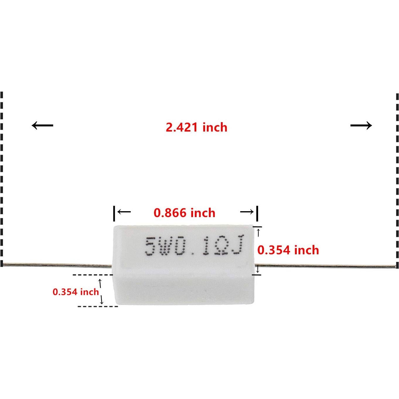 Resistor Cerámico BOJACK 5W 0.1 Ohm - Paquete de 10 Unidades