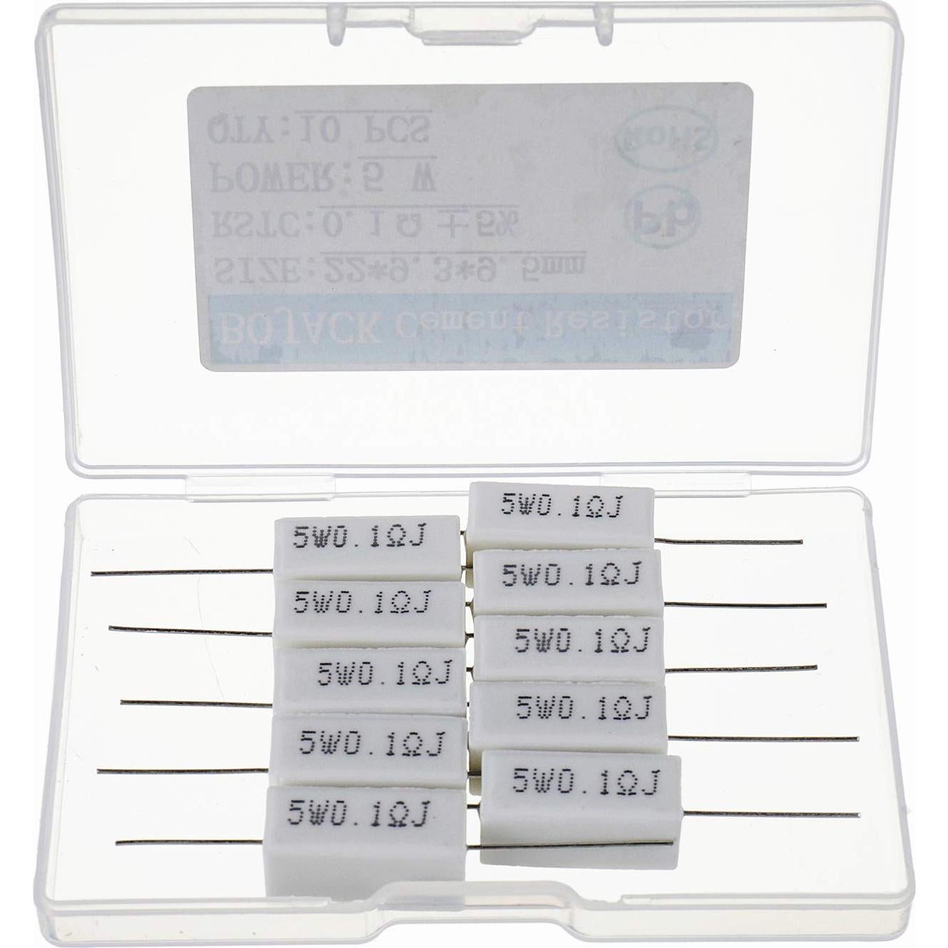 Resistor Cerámico BOJACK 5W 0.1 Ohm - Paquete de 10 Unidades