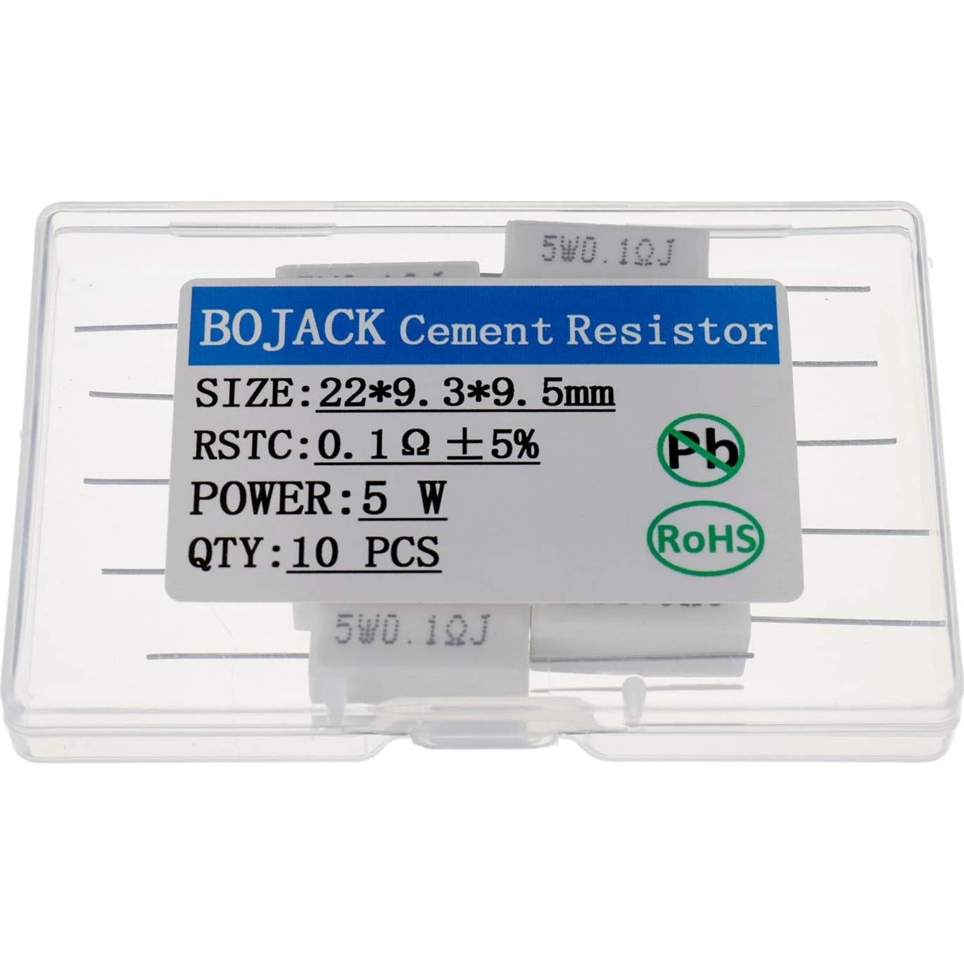 Resistor Cerámico BOJACK 5W 0.1 Ohm - Paquete de 10 Unidades