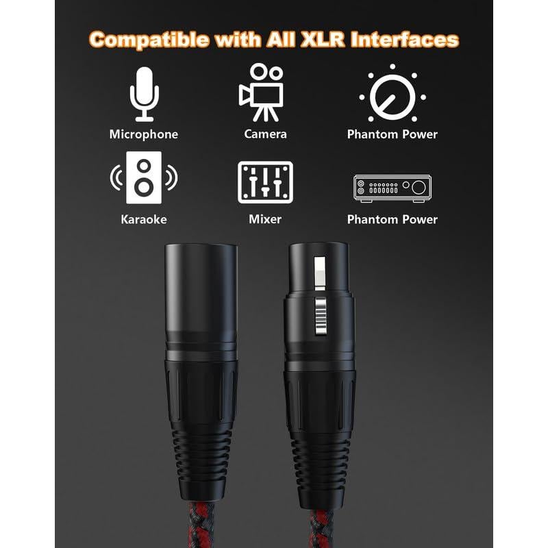 Cable XLR Corto 1 Pie VANDESAIL 2 Paquete Conector 3 Pines