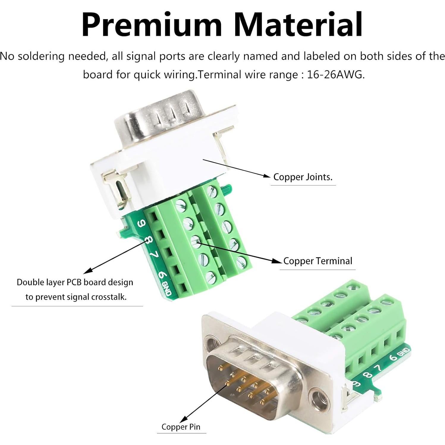 Conector DB9 BIFALE Sin Soldadura 2 Macho 2 Hembra 16mm
