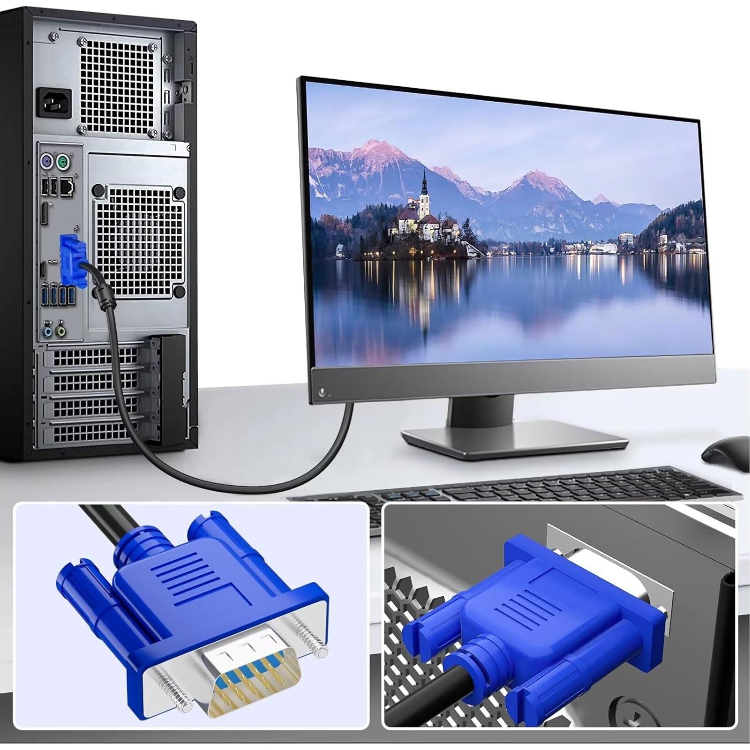 Cable VGA Macho a Macho 1.5m HYANGQU - 2 Pack HD