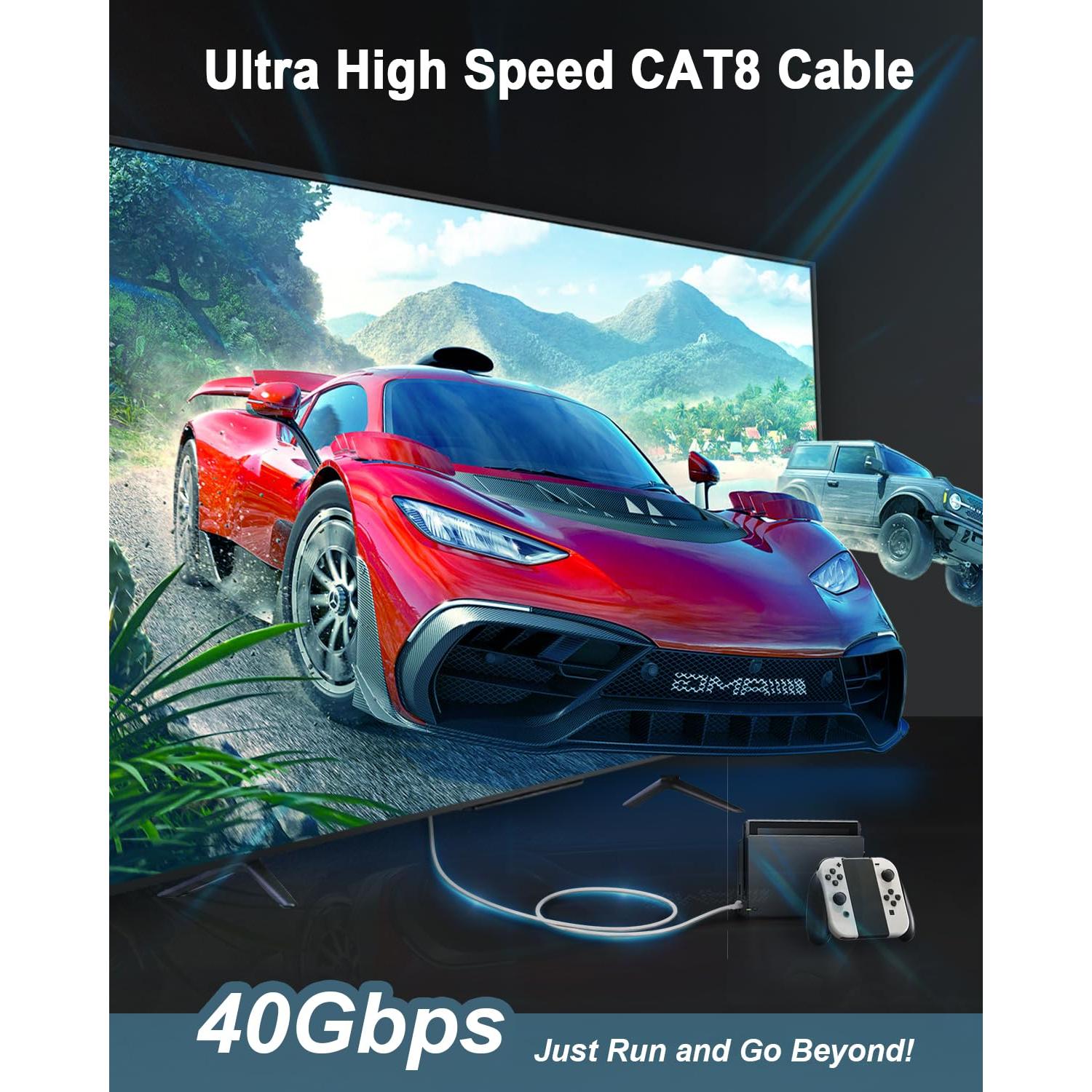 Cable Ethernet HUGIN CAT8 0.91m 2 Paquete Alta Velocidad