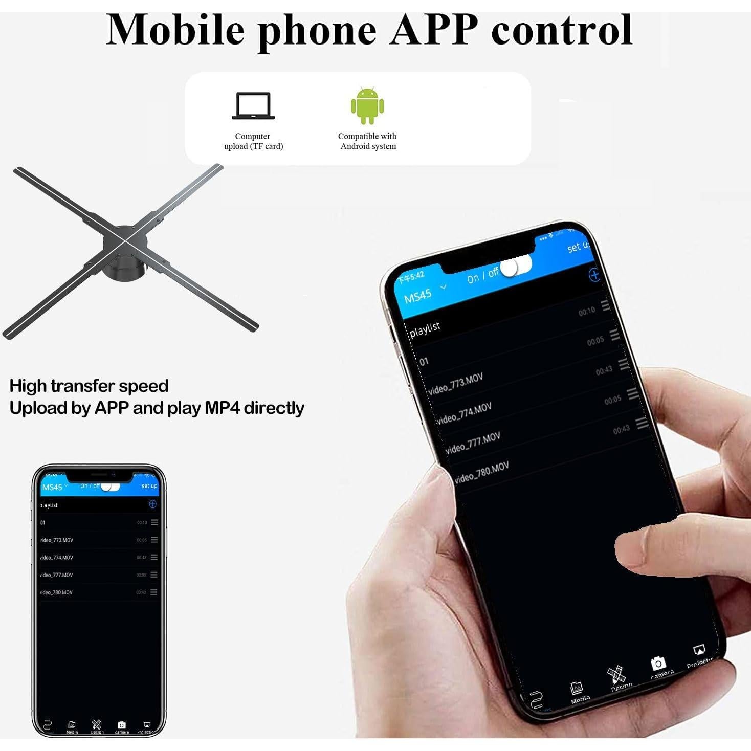 Ventilador Holográfico 3D Missyou 45cm Control Remoto Wifi