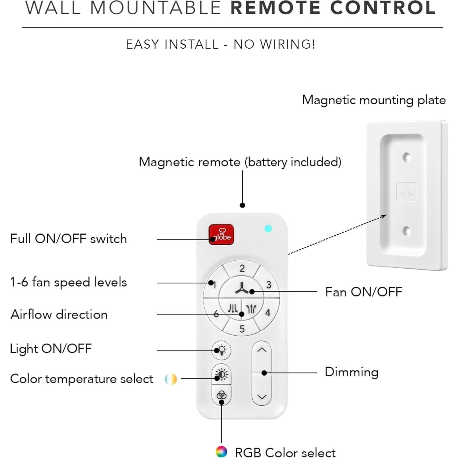 Ventilador de Techo GLOBE Oswald 121 cm con Luz LED y Control Remoto