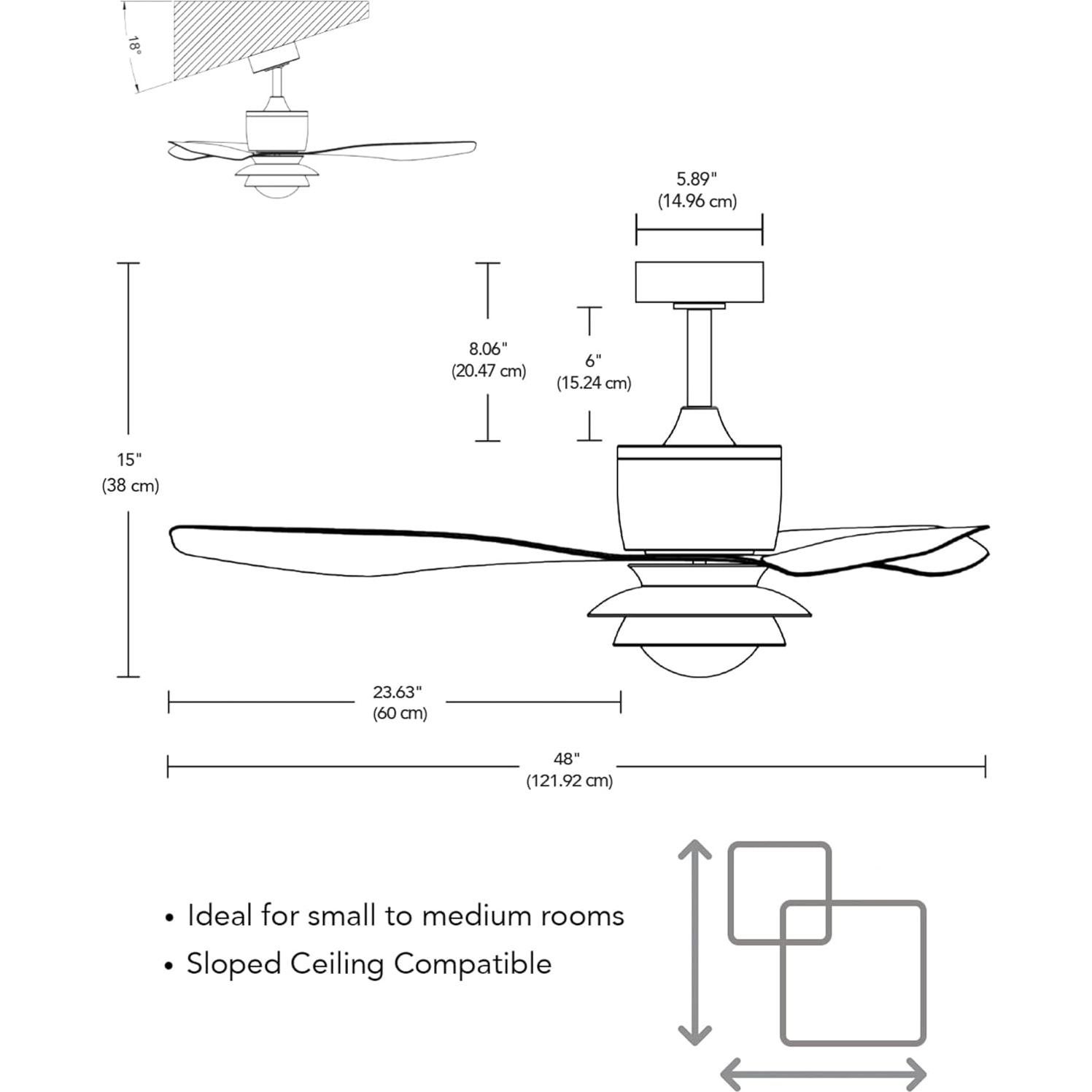 Ventilador de Techo GLOBE Oswald 121 cm con Luz LED y Control Remoto