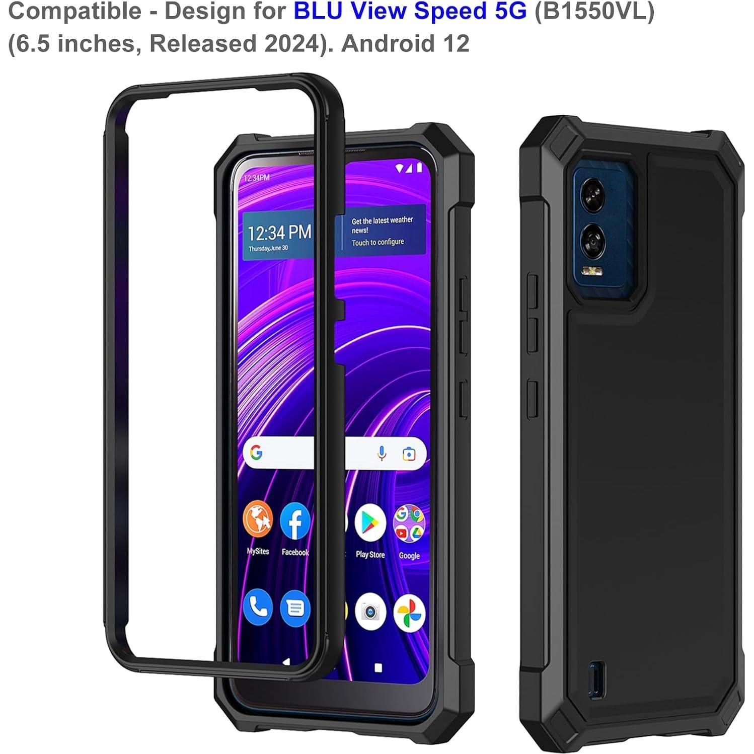 Funda Ailiber para BLU View Speed 5G B1550VL - Doble Capa Negra