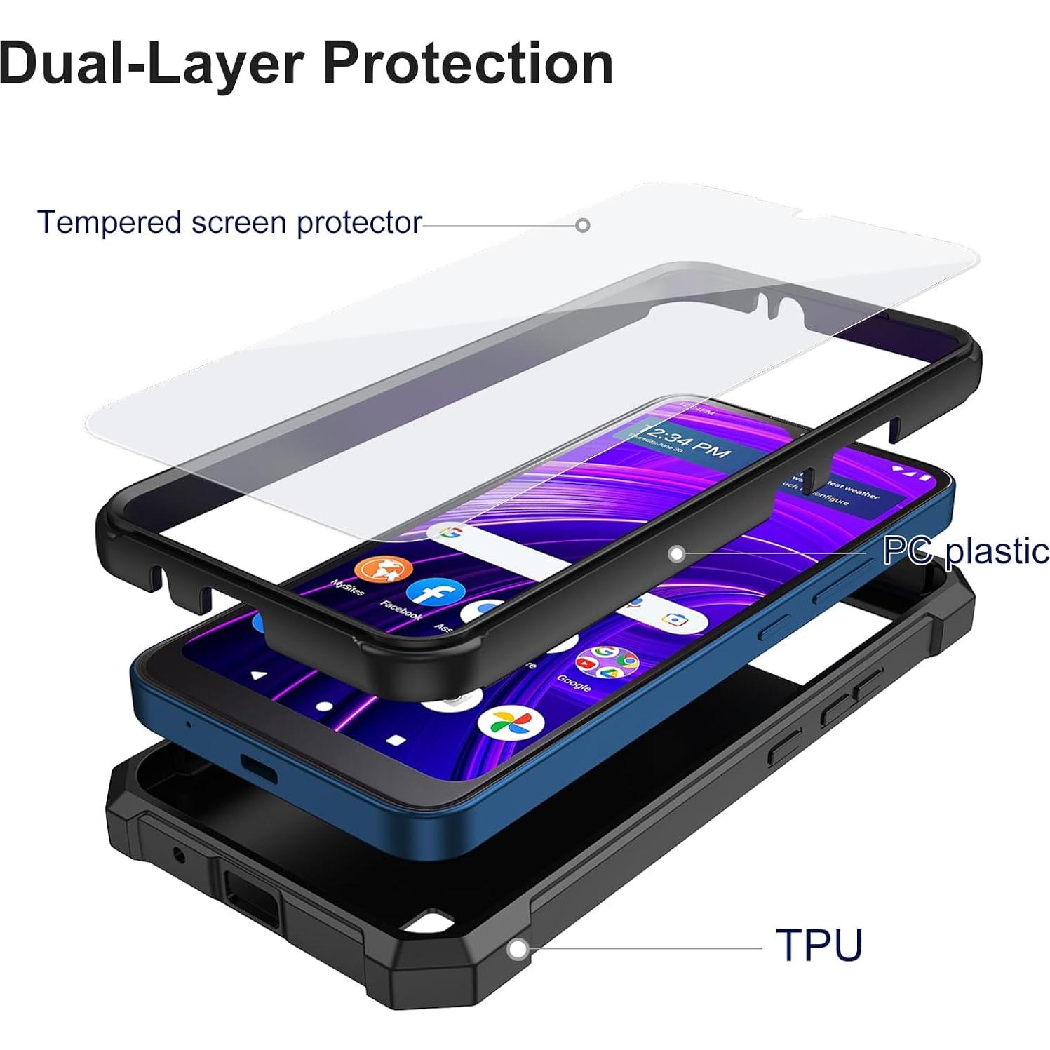 Funda Ailiber para BLU View Speed 5G B1550VL - Doble Capa Negra