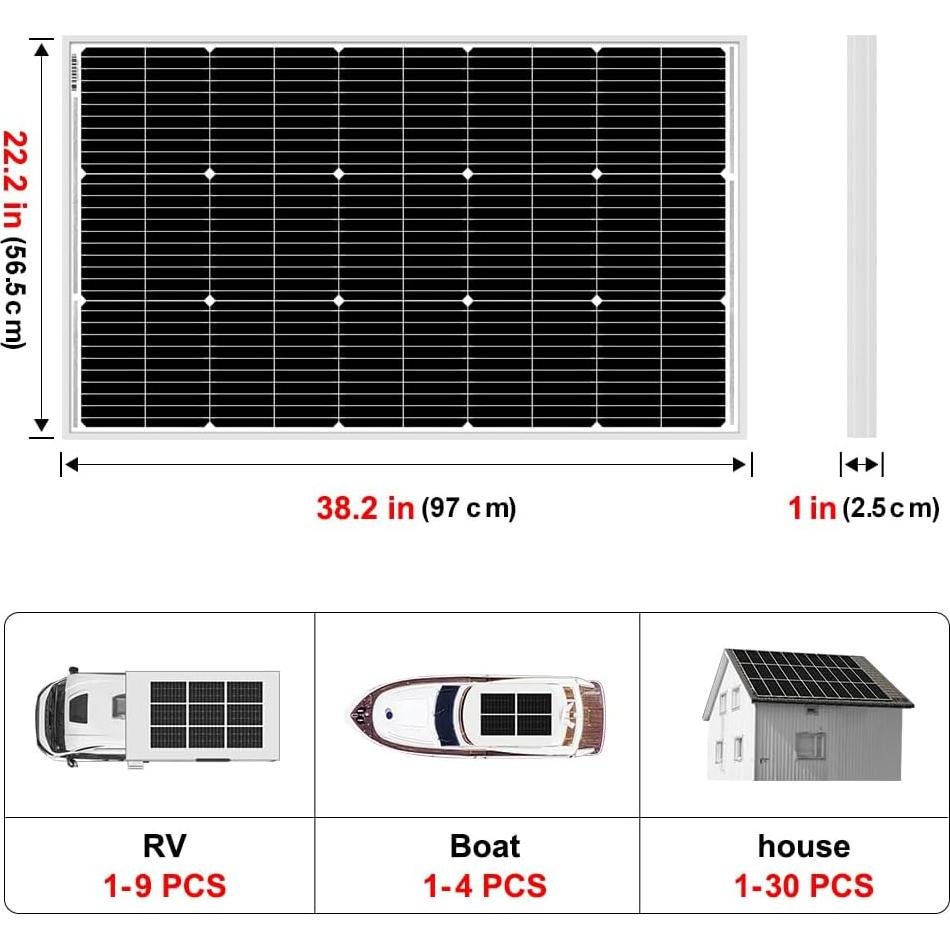 Panel Solar DOKIO 100W 18V Monocristalino Alta Eficiencia