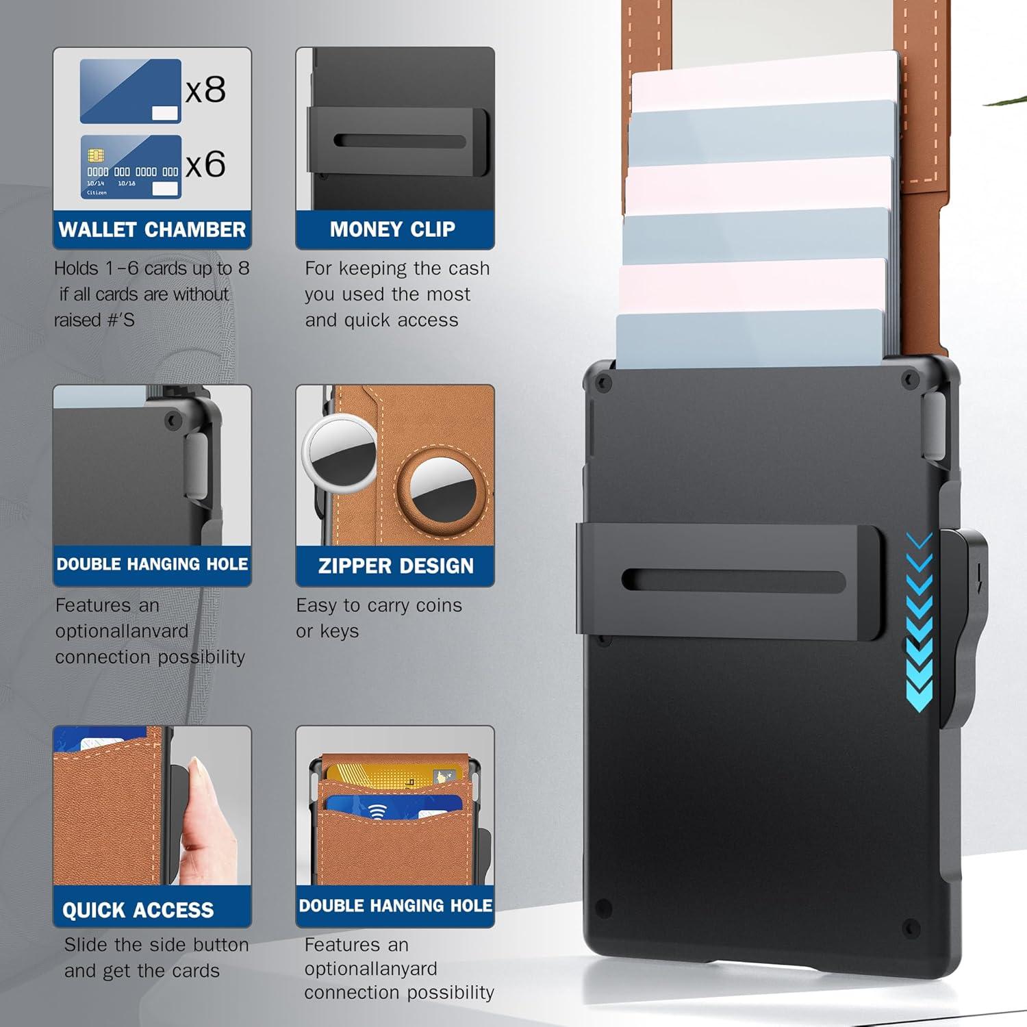 Cartera AirTag umoven para hombres con bloqueo RFID y clip