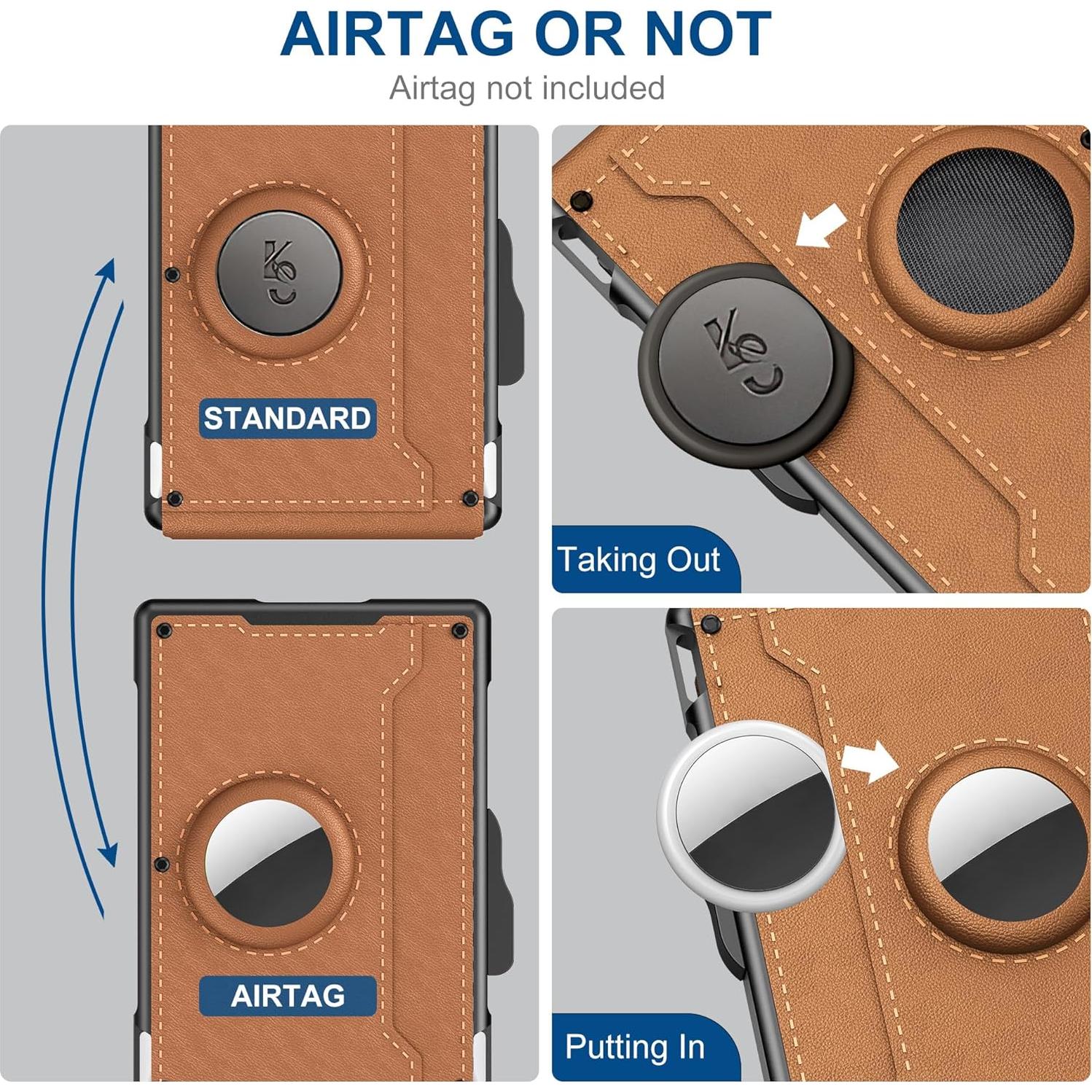Cartera AirTag umoven para hombres con bloqueo RFID y clip