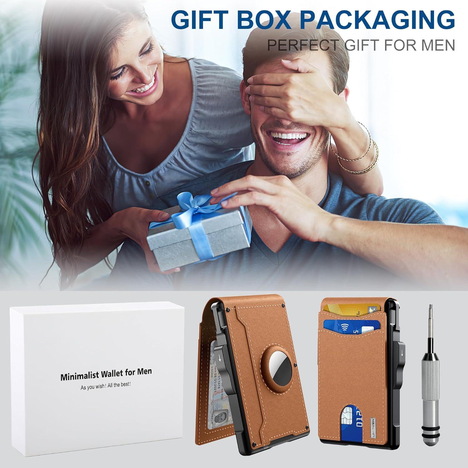 Cartera AirTag umoven para hombres con bloqueo RFID y clip