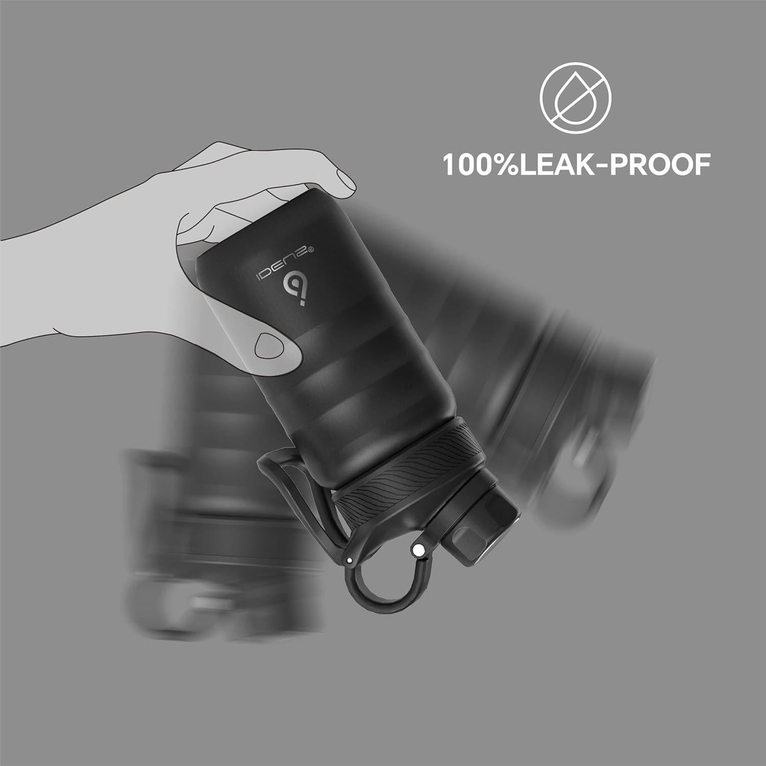 Botella de Agua Aislada IDEUS 360 ml Acero Inoxidable Negro