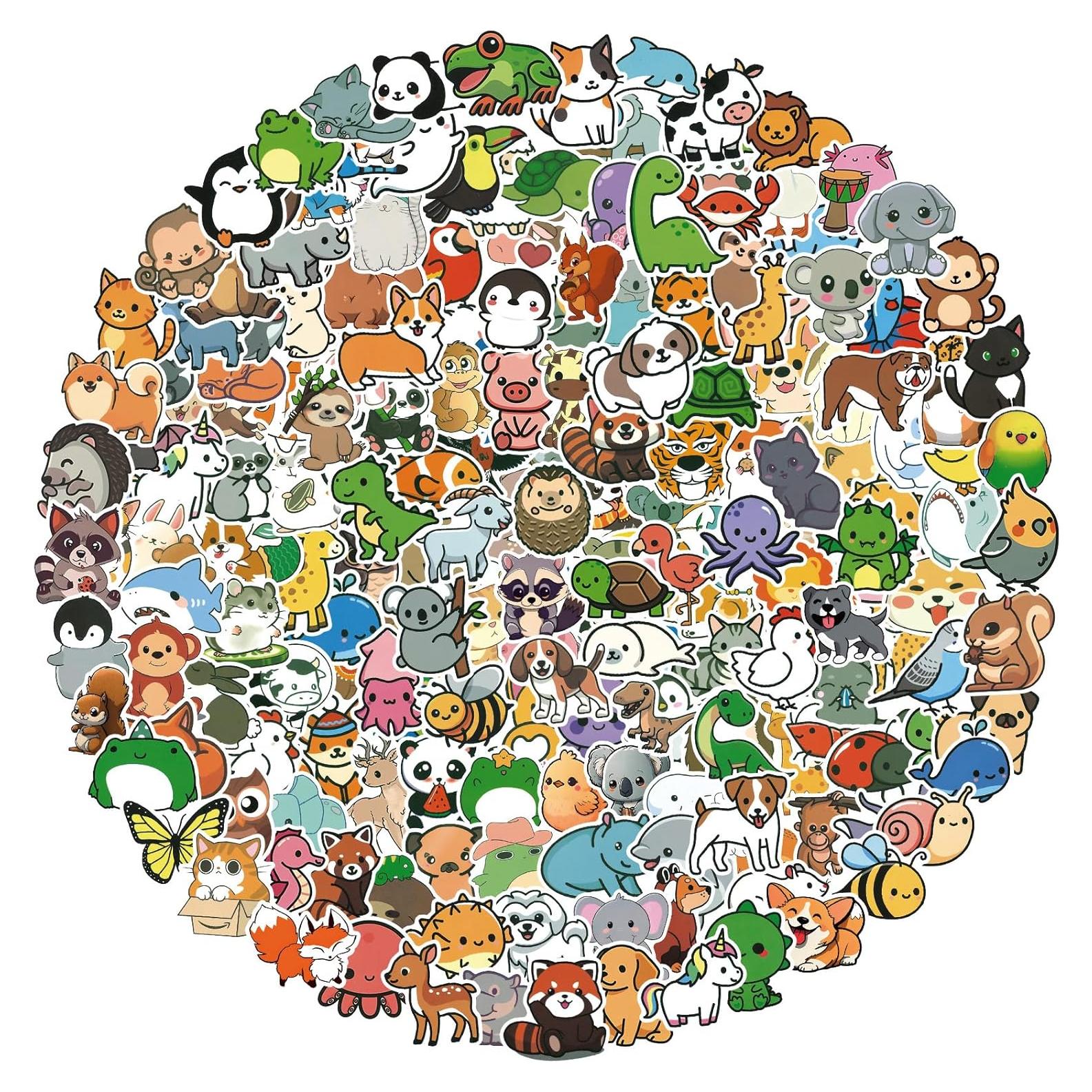 200 Pegatinas Kawaii de Animales YOMELA - Vinilo Impermeable