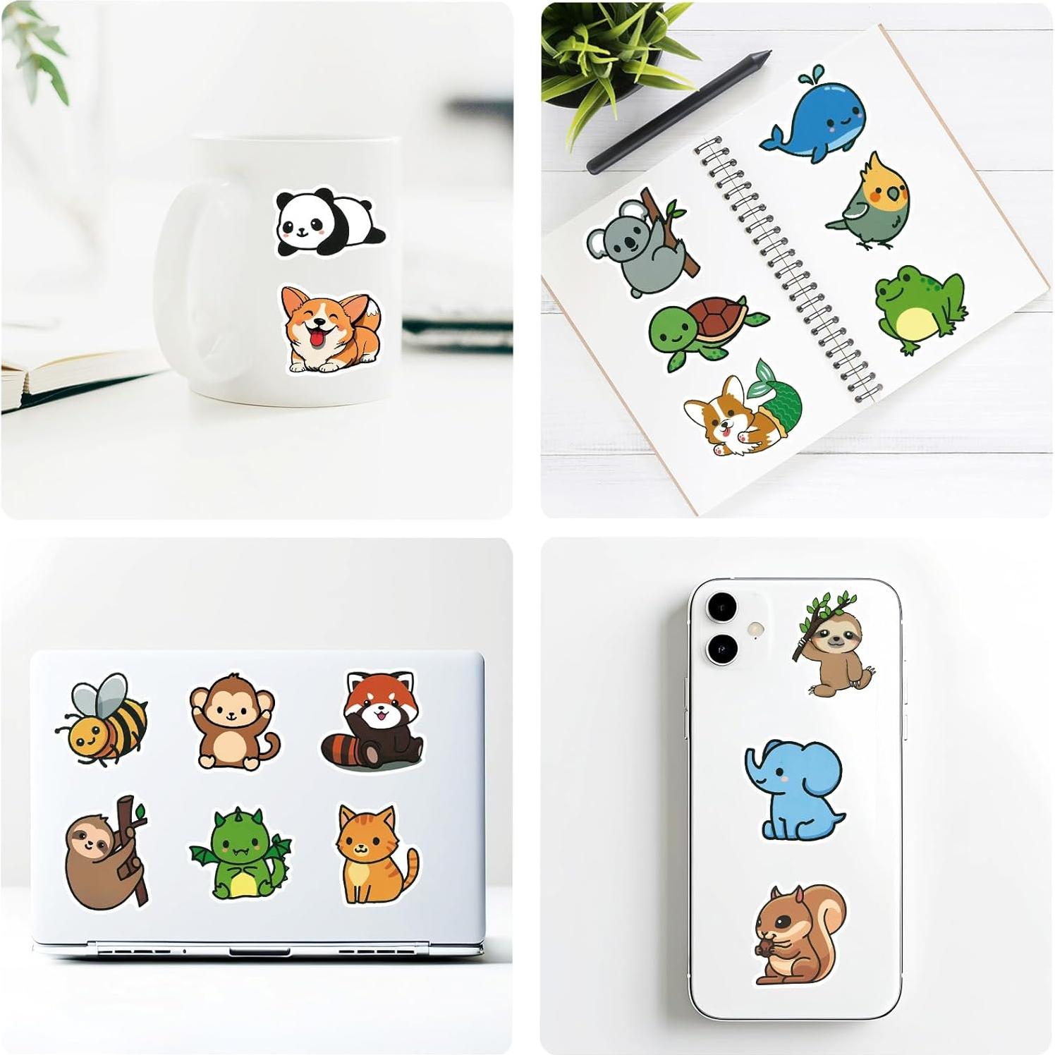 200 Pegatinas Kawaii de Animales YOMELA - Vinilo Impermeable