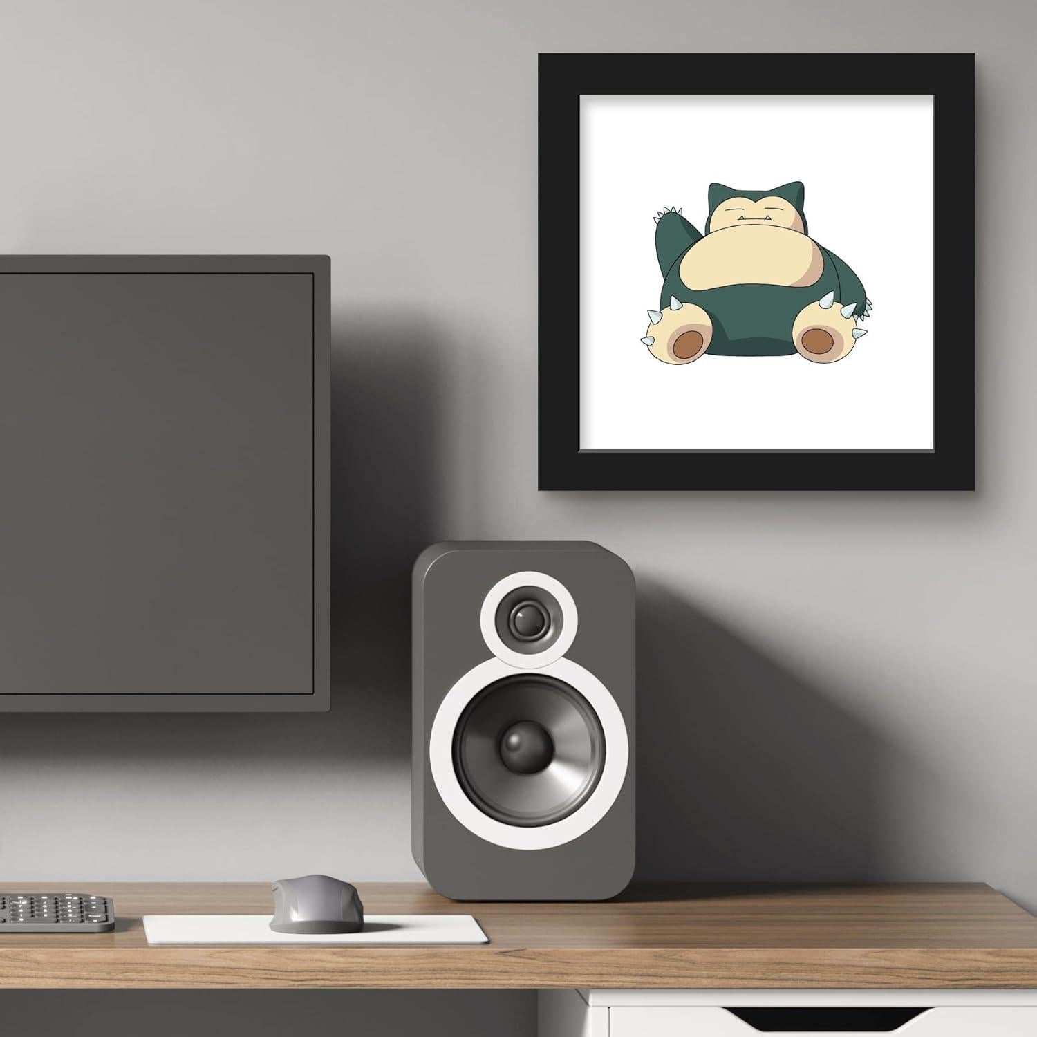 Póster de Arte Pokemon Snorlax con Marco Negro 30.48 cm