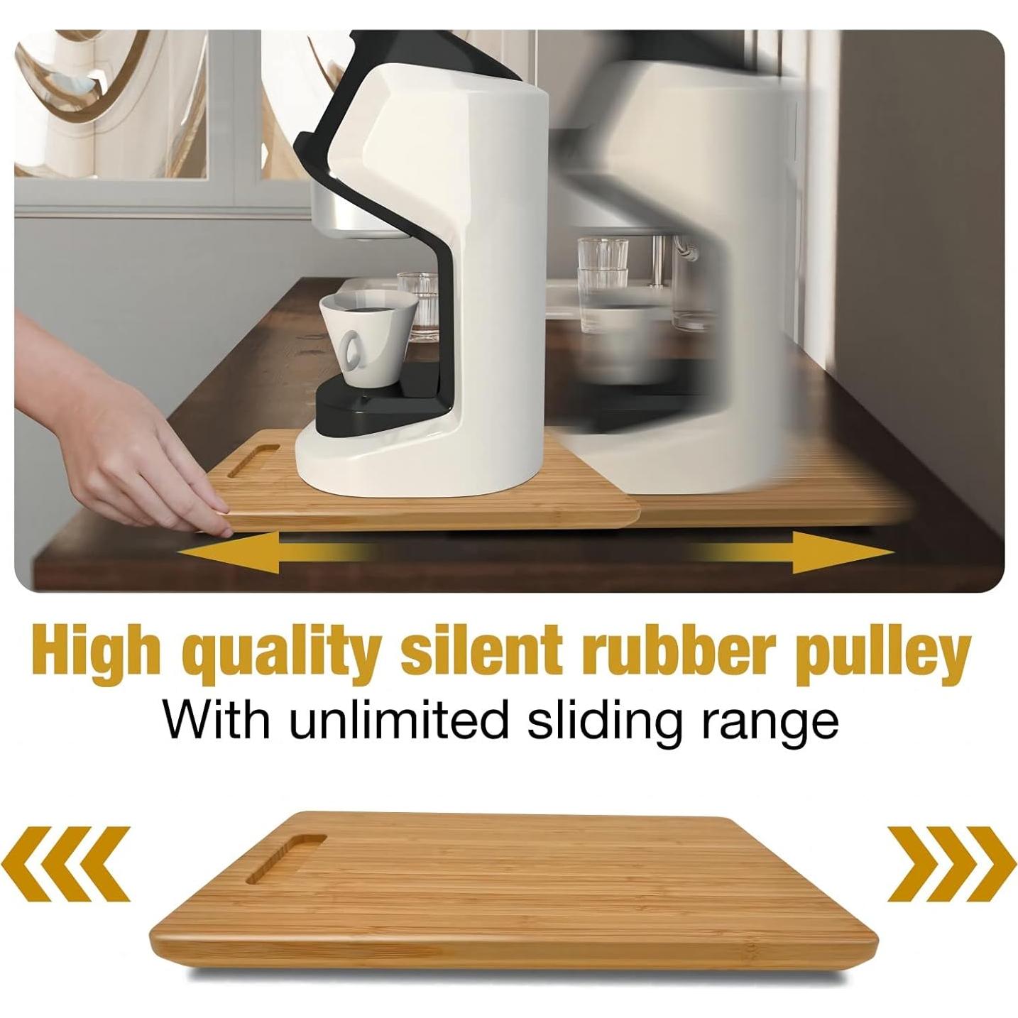 Bandeja Deslizante de Bambú Bayting 35x24cm para Cafetera