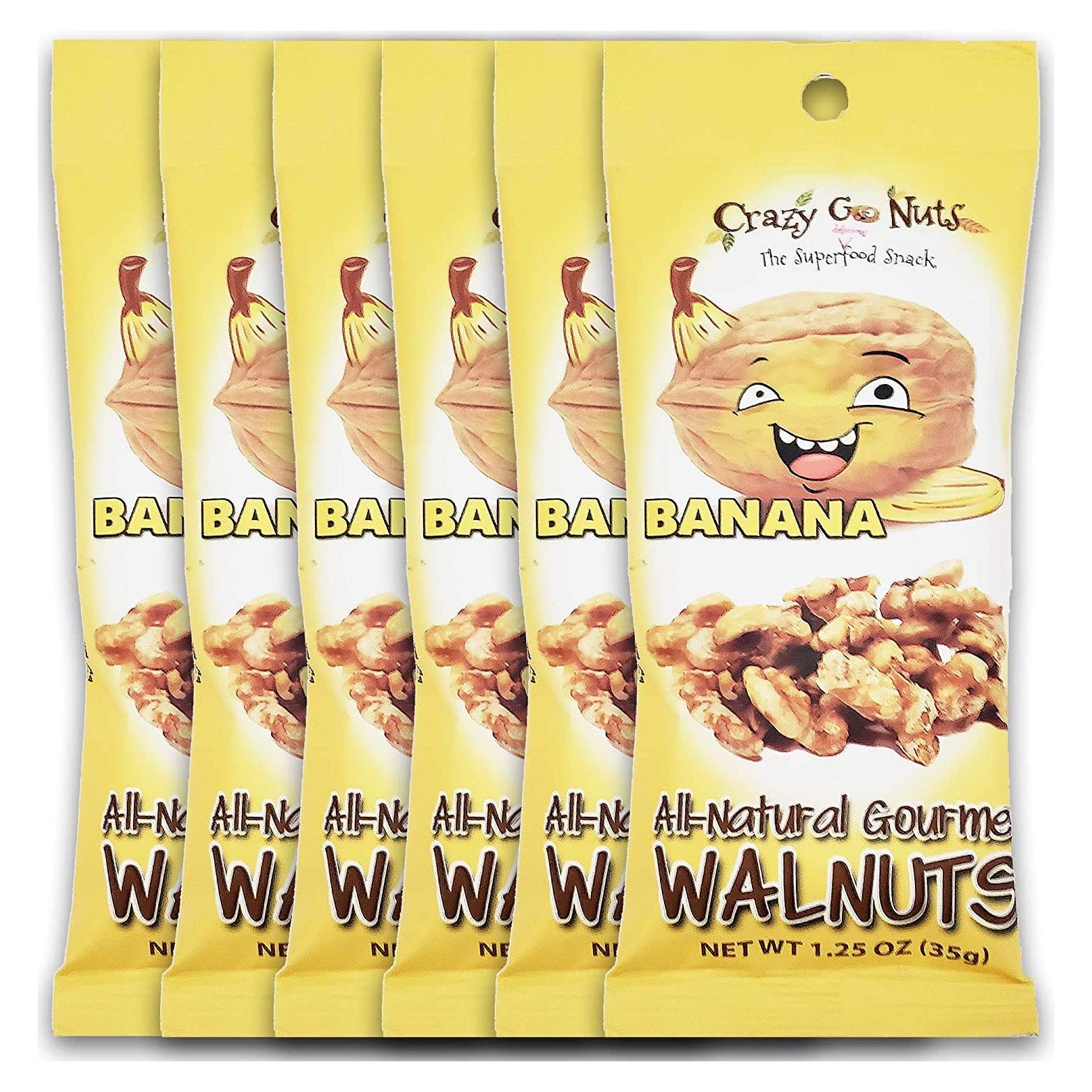 Crazy Go Nuts Nueces de Plátano 35.4 g - Paquete de 6 Snacks Saludables
