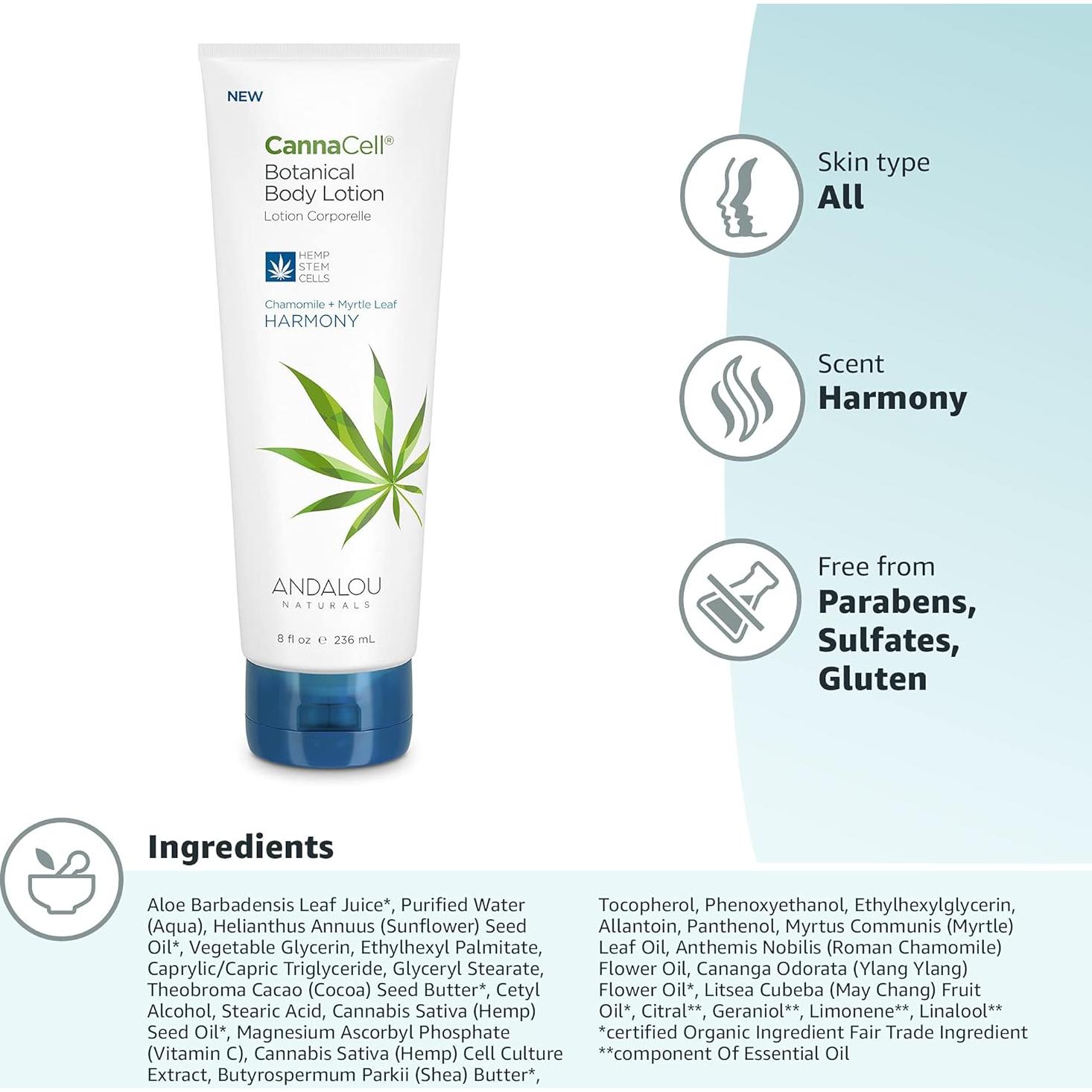 Loción Corporal Andalou Naturals CannaCell Armonía 226.8 g