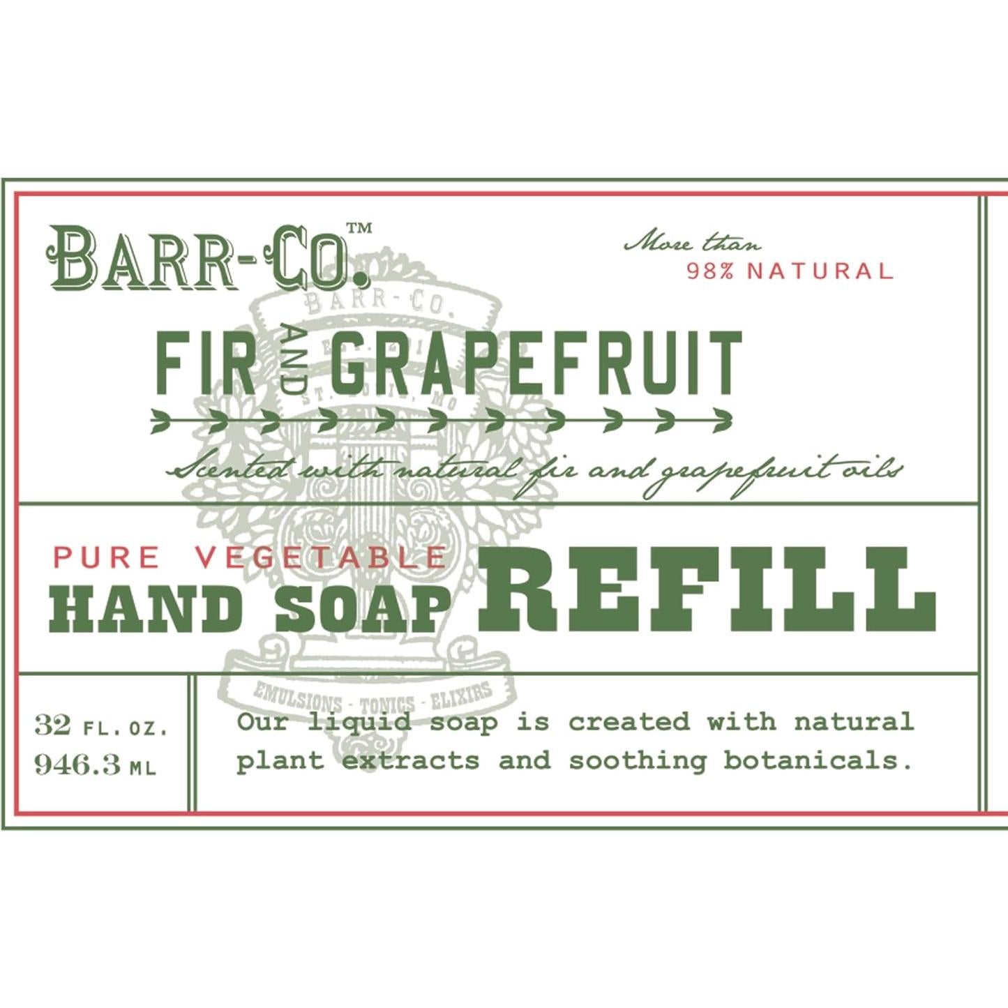 Recarga Jabón Líquido Natural BARR-CO 946 ml Abeto y Pomelo