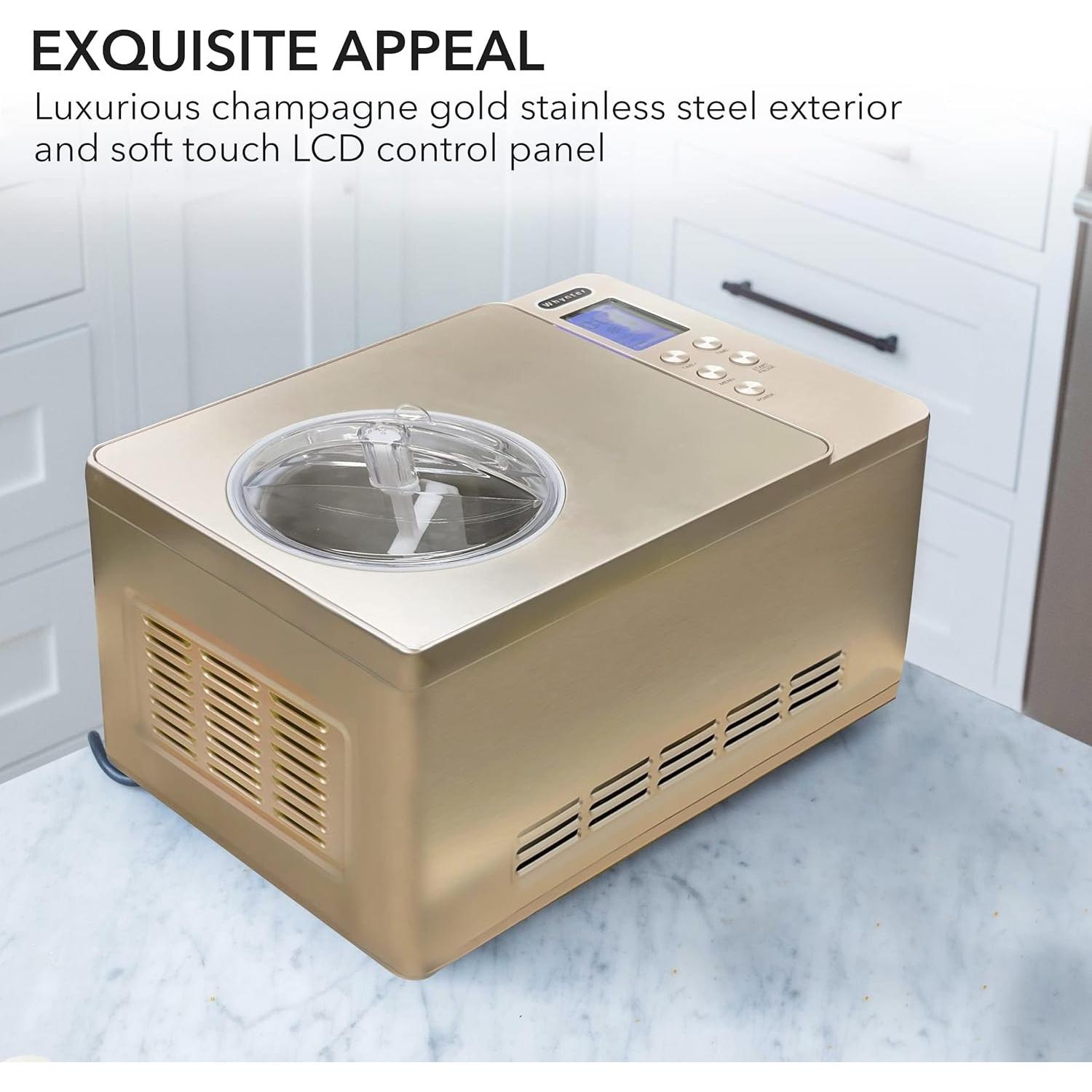 Máquina de Helados Whynter ICM-220CGY 2 Qt. Acero Inoxidable