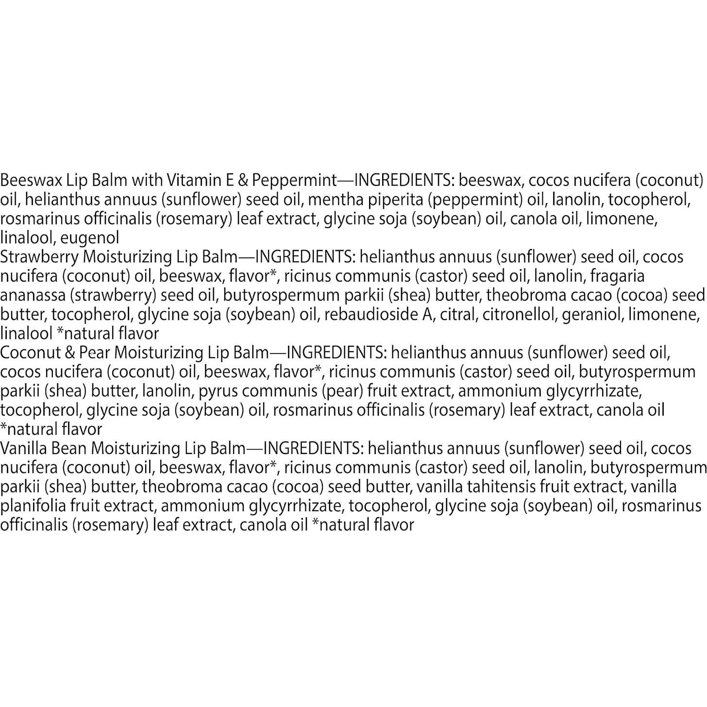 Bálsamo Labial Burt's Bees Pack 4 Tubos 4.25g Sabores Naturales