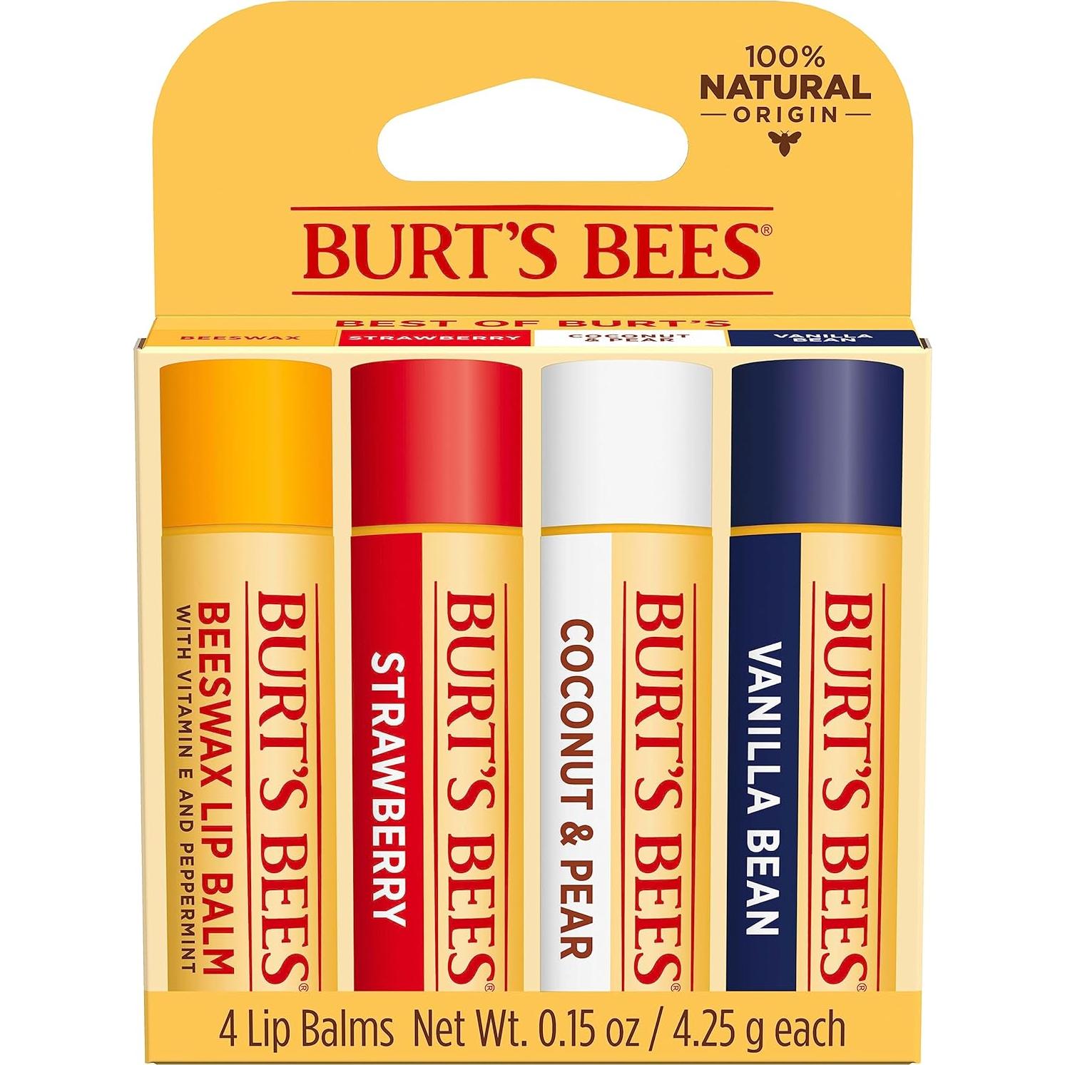 Bálsamo Labial Burt's Bees Pack 4 Tubos 4.25g Sabores Naturales