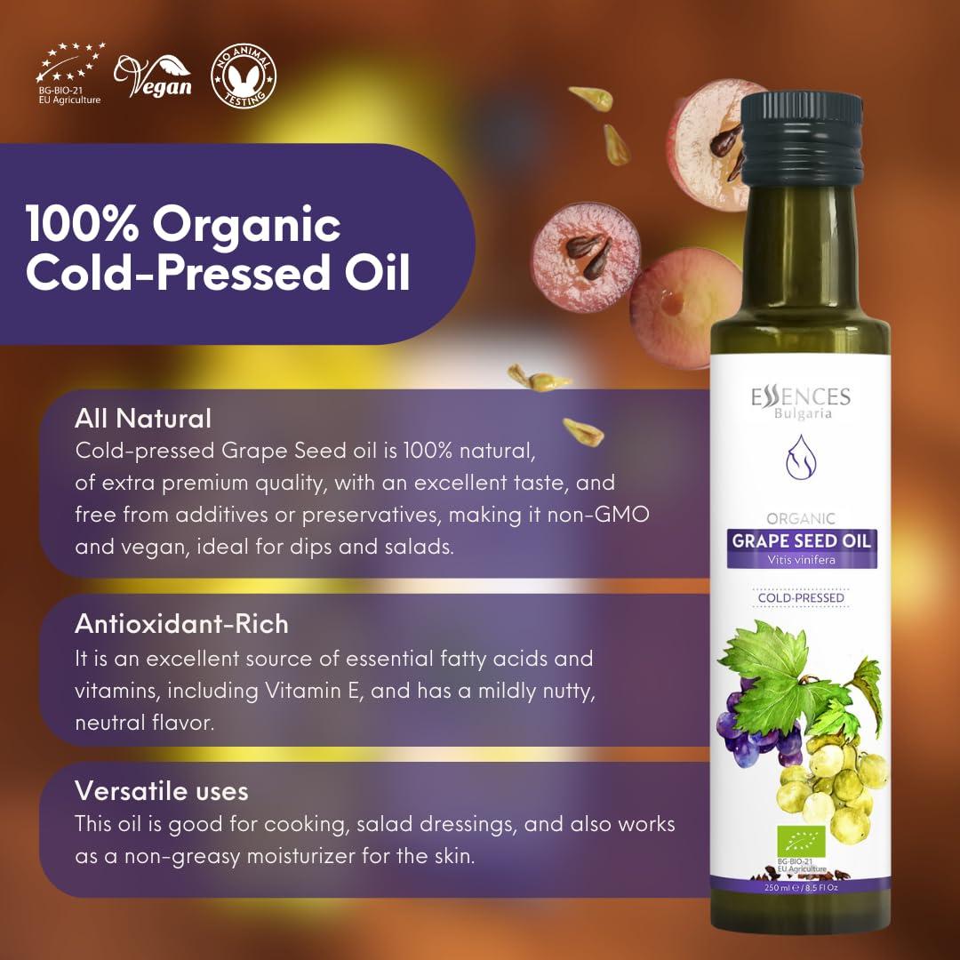 Aceite de Semilla de Uva Orgánico Essences Bulgaria 250ml - Prensado en Frío