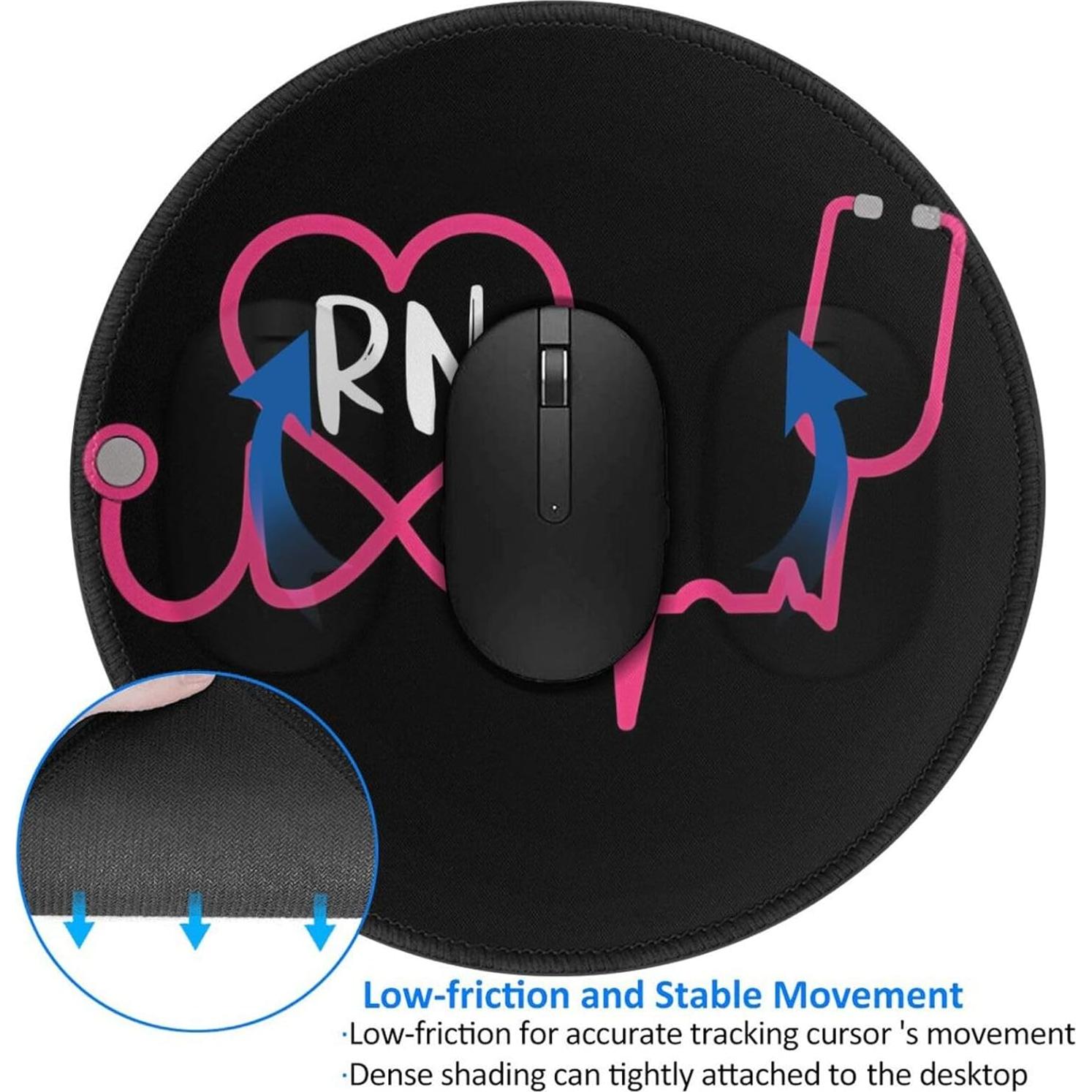 Nurse Rn Mouse Pad, Stethoscope Mouse Pads for Desk, Stitched Edge Mousepad with Non-Slip Rubber Base, Gaming Mouse Mat for Computer Laptop Home Office