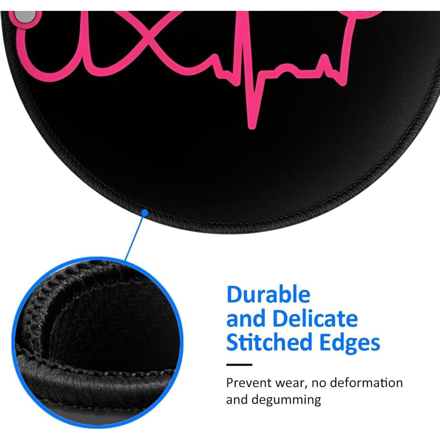 Nurse Rn Mouse Pad, Stethoscope Mouse Pads for Desk, Stitched Edge Mousepad with Non-Slip Rubber Base, Gaming Mouse Mat for Computer Laptop Home Office