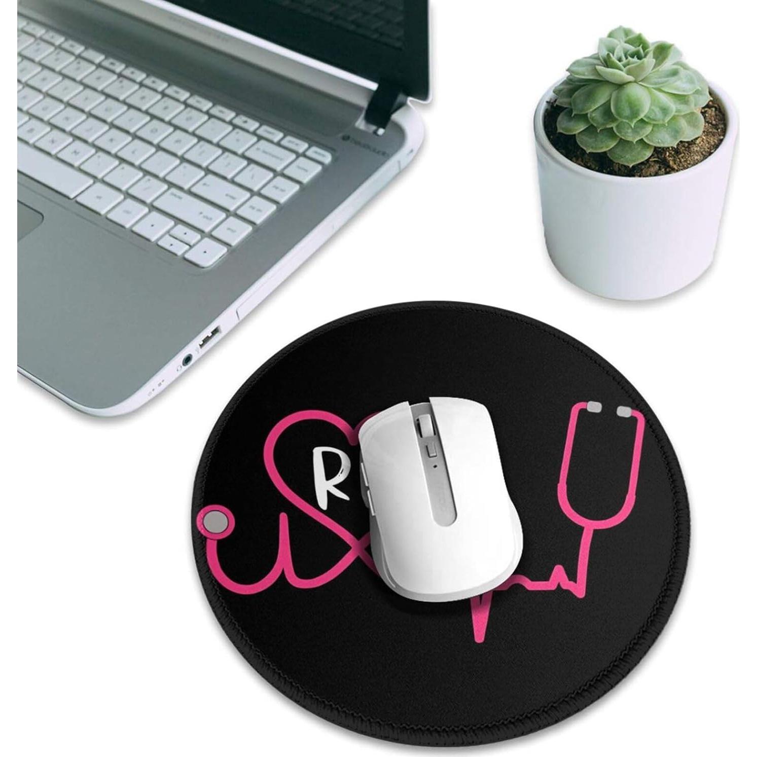 Nurse Rn Mouse Pad, Stethoscope Mouse Pads for Desk, Stitched Edge Mousepad with Non-Slip Rubber Base, Gaming Mouse Mat for Computer Laptop Home Office