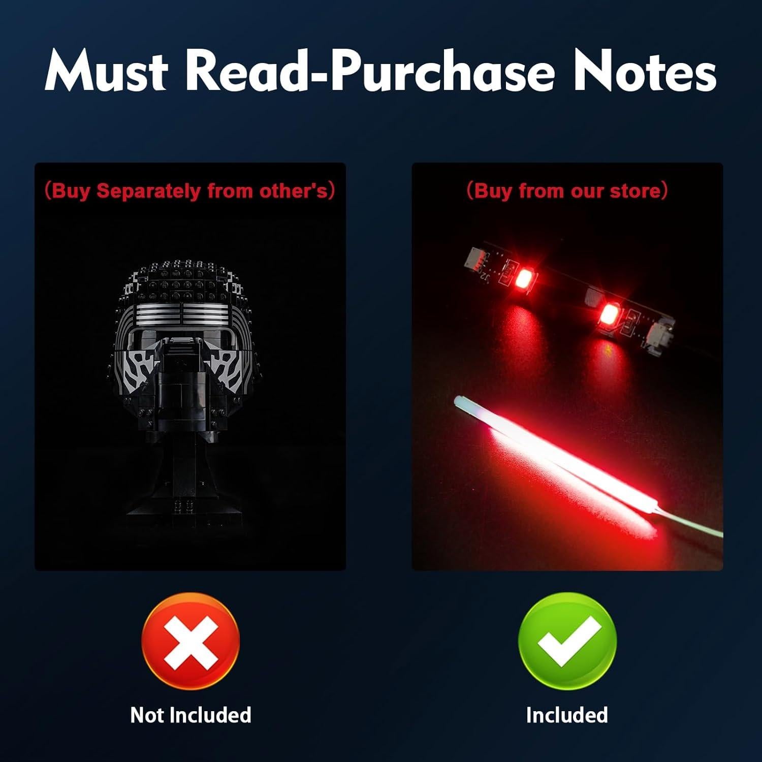 Luz LED BrickBling para Casco Lego Kylo Ren 75415 - Iluminación Creativa