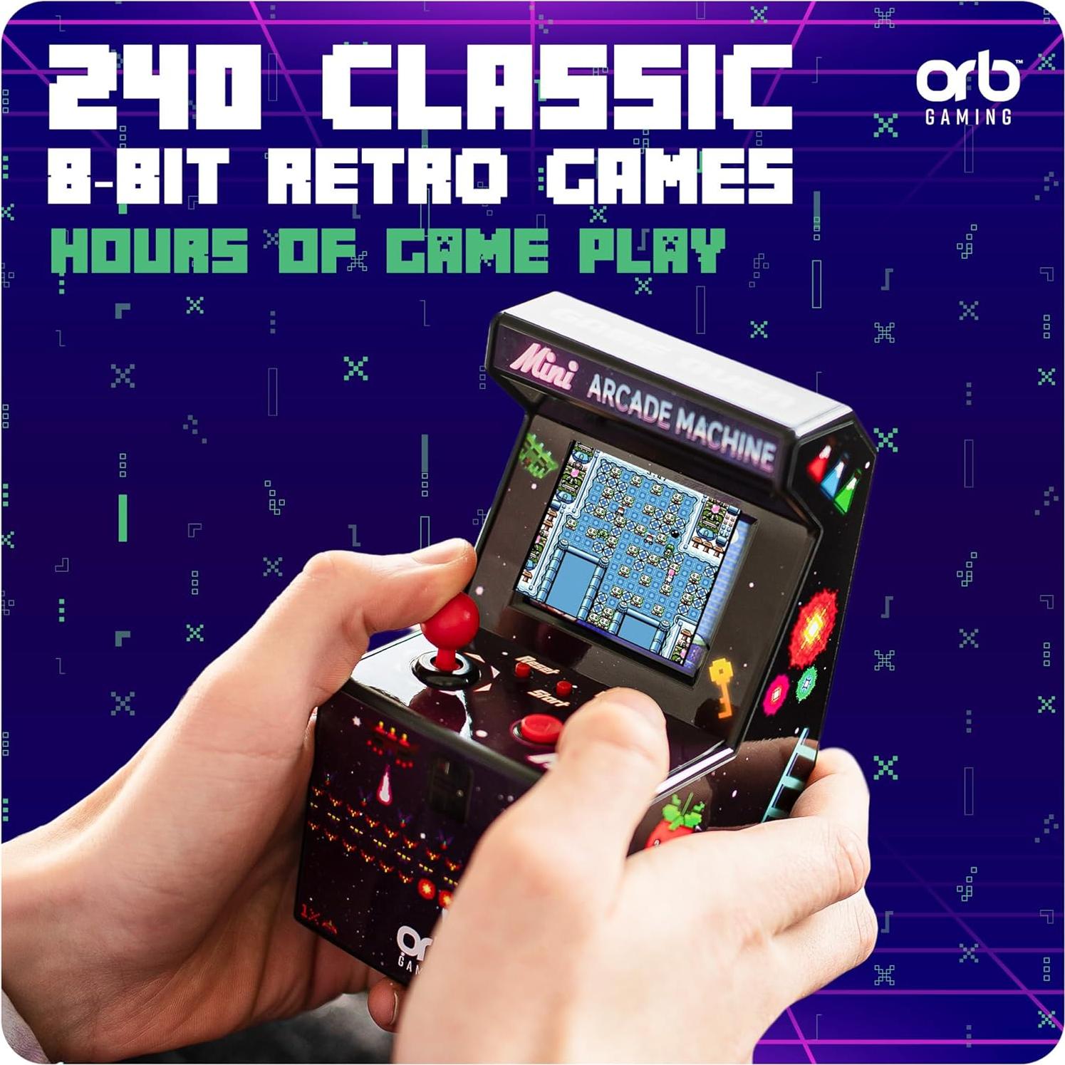 Mini Máquina de Arcade Orb 240 Juegos Retro 8-Bit Pantalla 2.5"