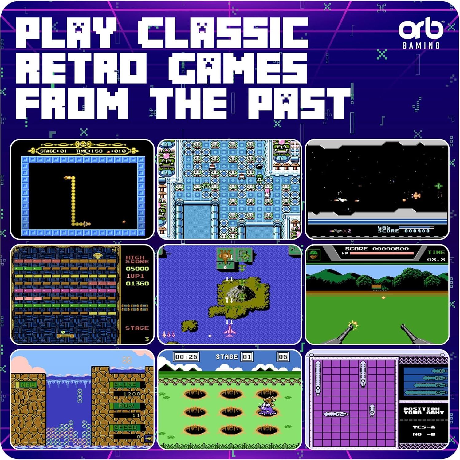 Mini Máquina de Arcade Orb 240 Juegos Retro 8-Bit Pantalla 2.5"