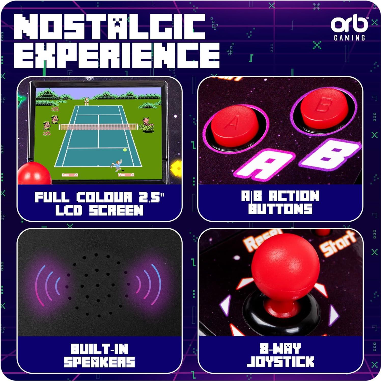 Mini Máquina de Arcade Orb 240 Juegos Retro 8-Bit Pantalla 2.5"