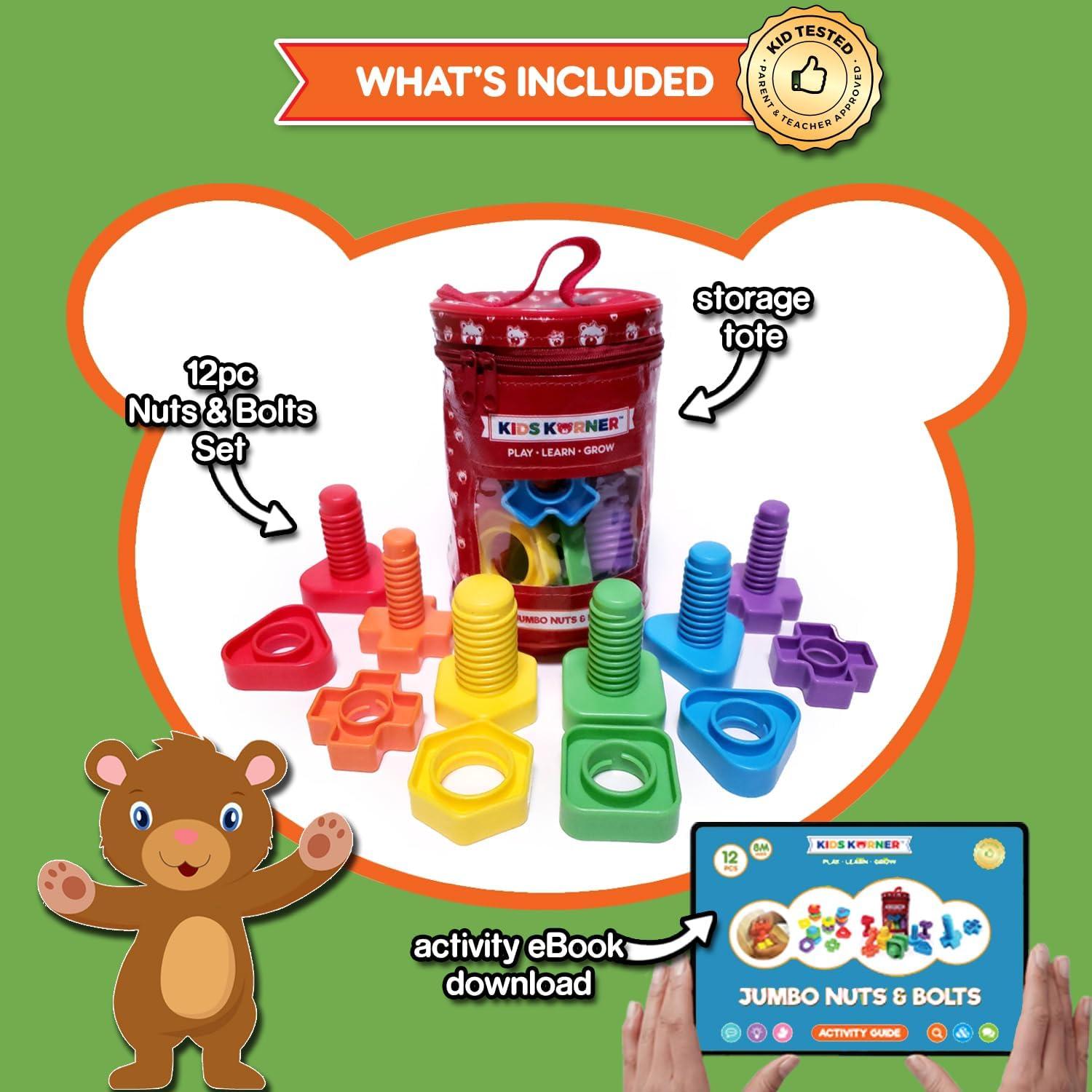 Juego de Tuercas y Tornillos Jumbo Kids Korner - 12 Piezas