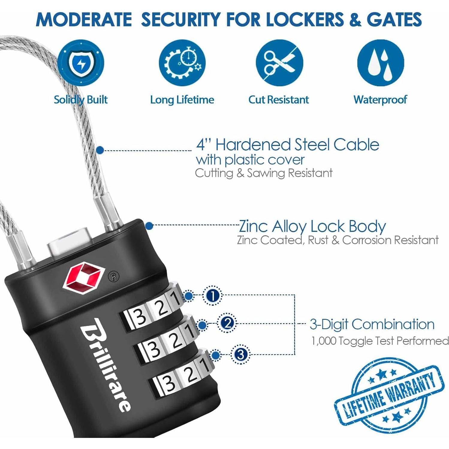 2 Candados de Equipaje Aprobados por TSA BRILLIRARE 3 Dígitos