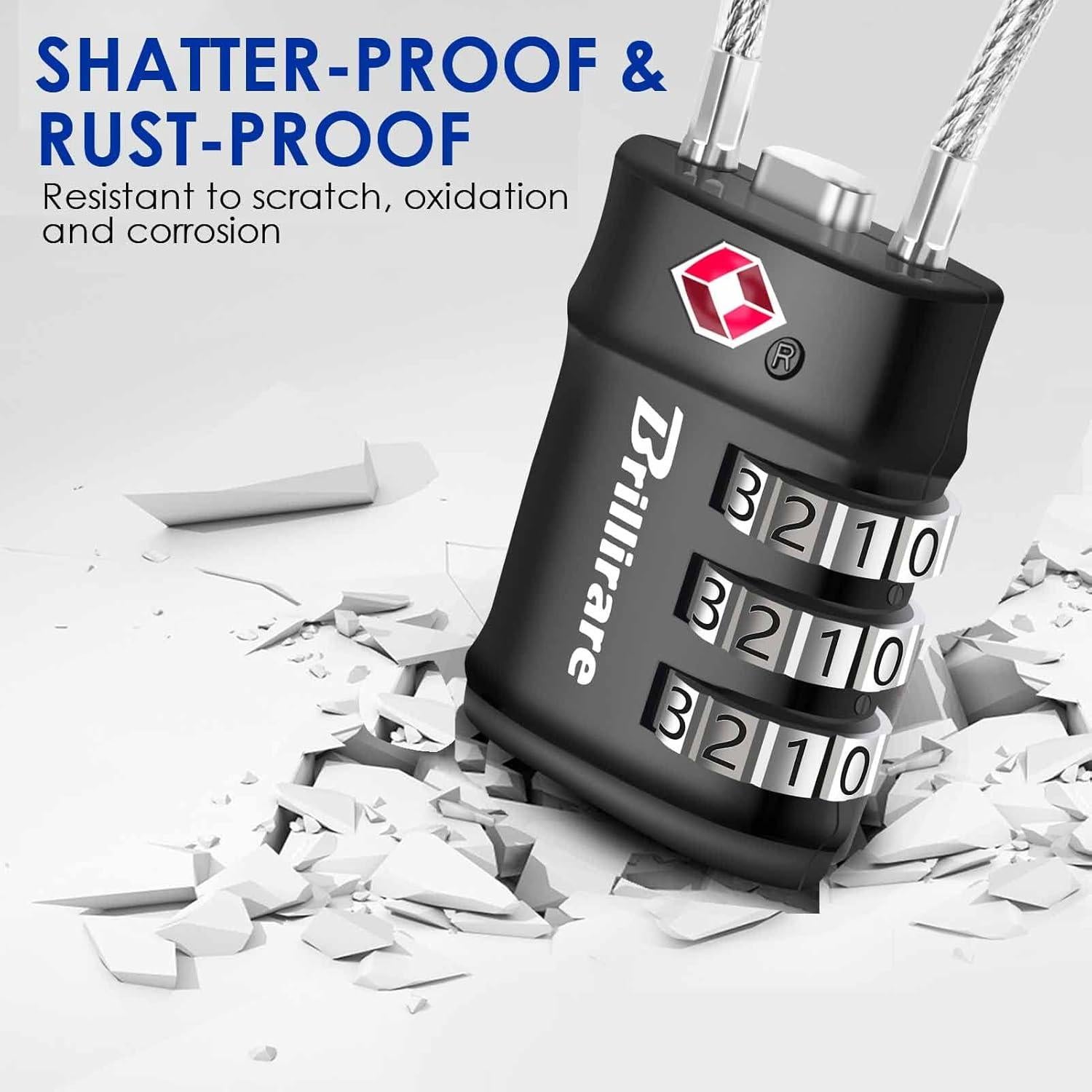 2 Candados de Equipaje Aprobados por TSA BRILLIRARE 3 Dígitos