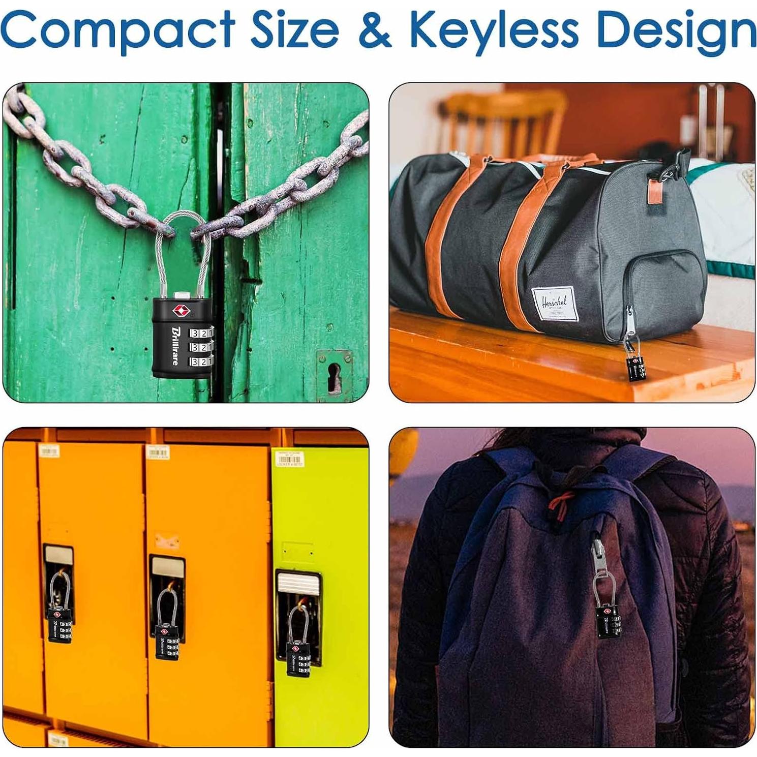 2 Candados de Equipaje Aprobados por TSA BRILLIRARE 3 Dígitos