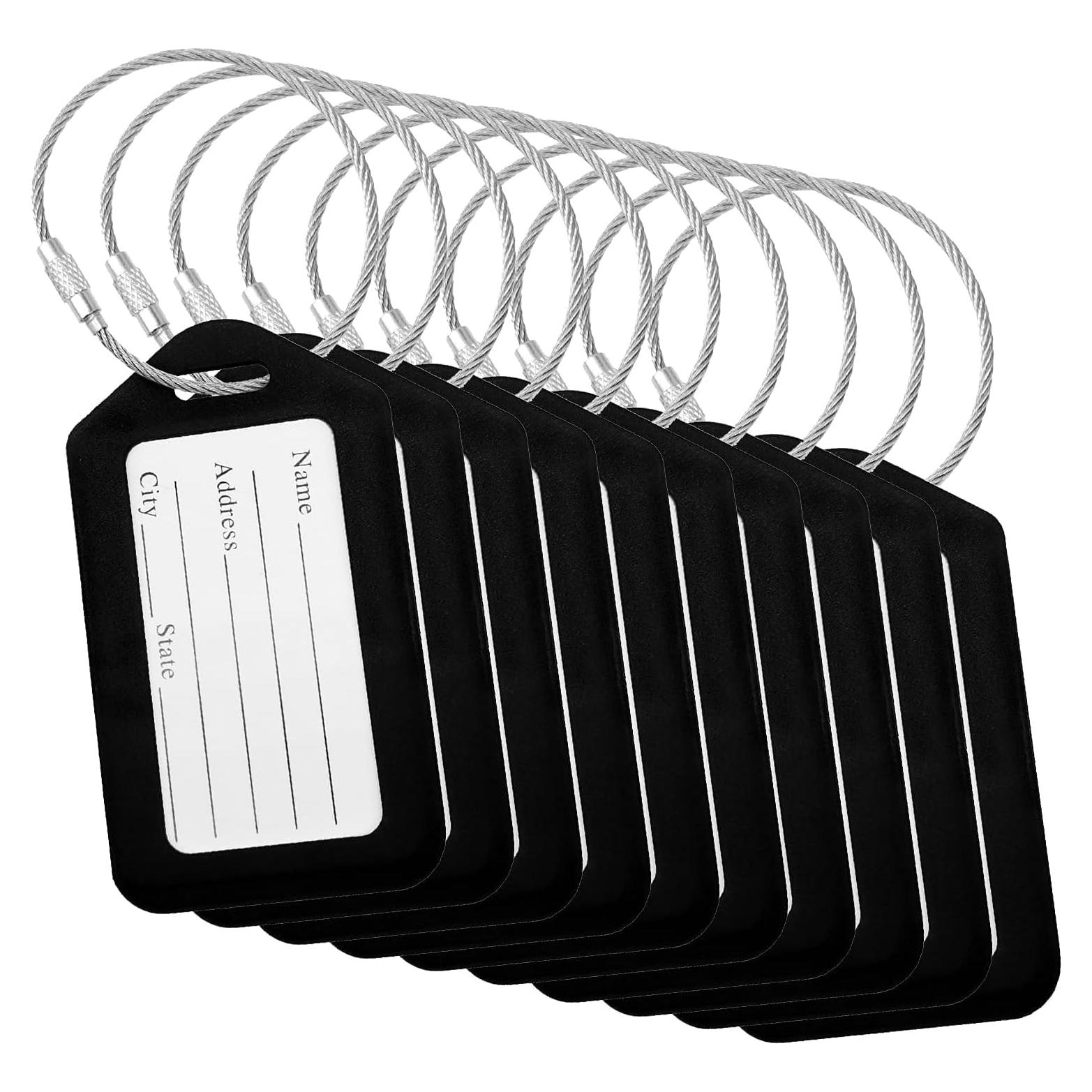 Etiquetas de Equipaje Negras BlueCosto 10 Piezas PVC