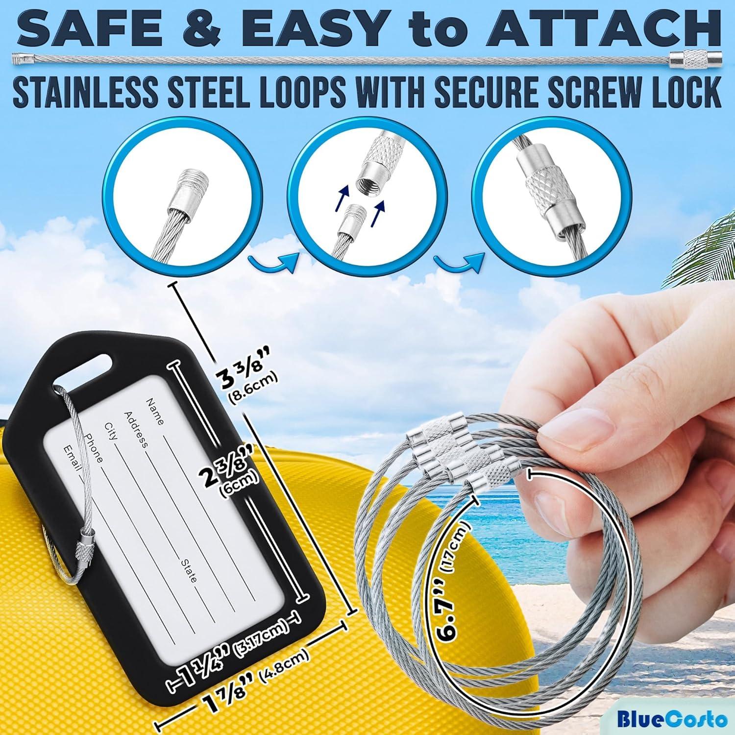 Etiquetas de Equipaje Negras BlueCosto 10 Piezas PVC