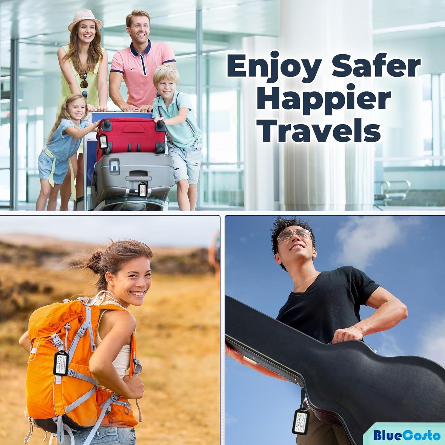 Etiquetas de Equipaje Negras BlueCosto 10 Piezas PVC