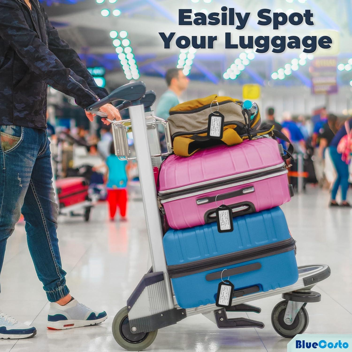 Etiquetas de Equipaje Negras BlueCosto 10 Piezas PVC