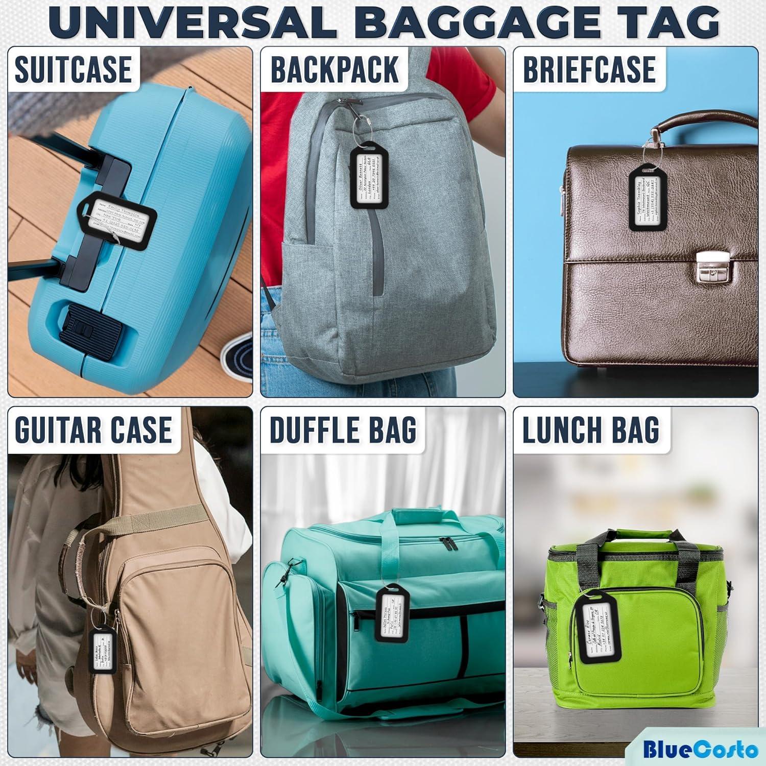 Etiquetas de Equipaje Negras BlueCosto 10 Piezas PVC