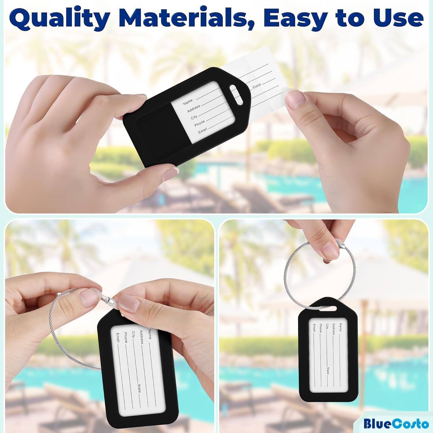 Etiquetas de Equipaje Negras BlueCosto 10 Piezas PVC