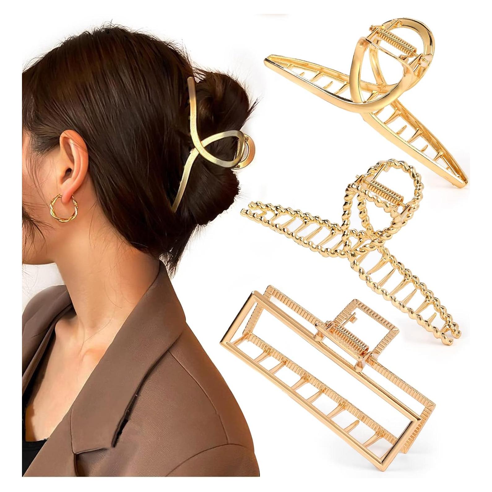 Clips de Garra de Metal Mehayi 3 Piezas para Cabello Grueso