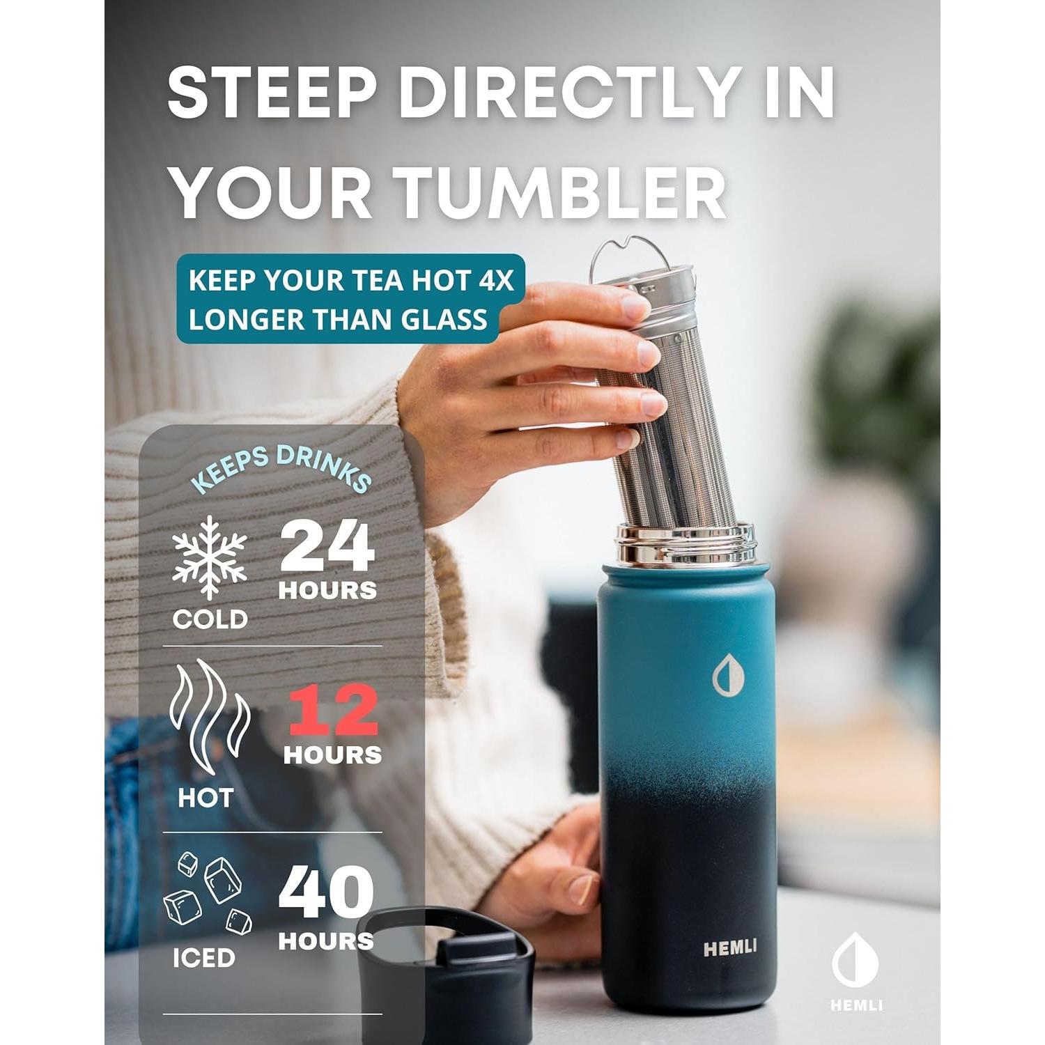 Botella de Té Aislada Hemli 0.5L con Infusor Acero Inoxidable