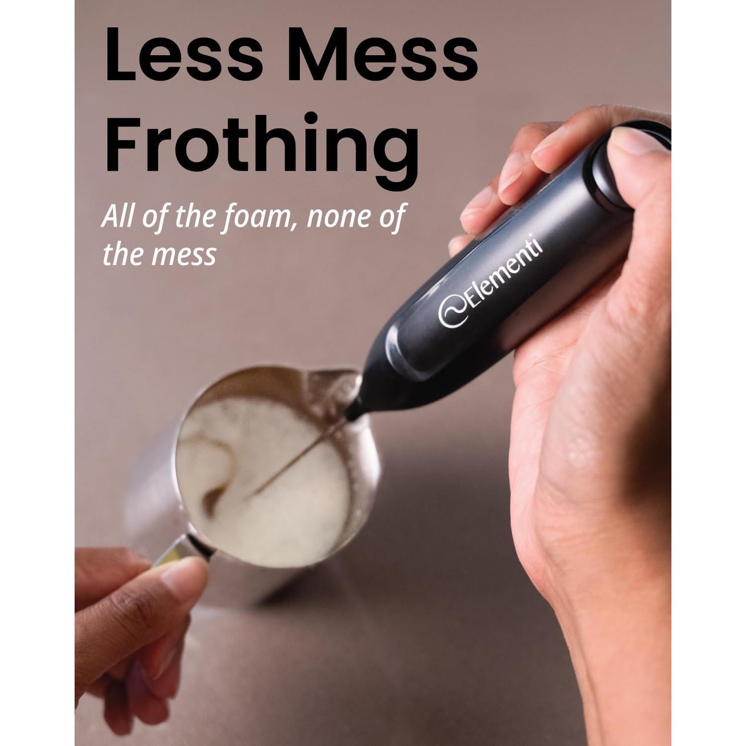 Varita Espumadora de Leche Elementi Rosa Brillante - Batidor Eléctrico